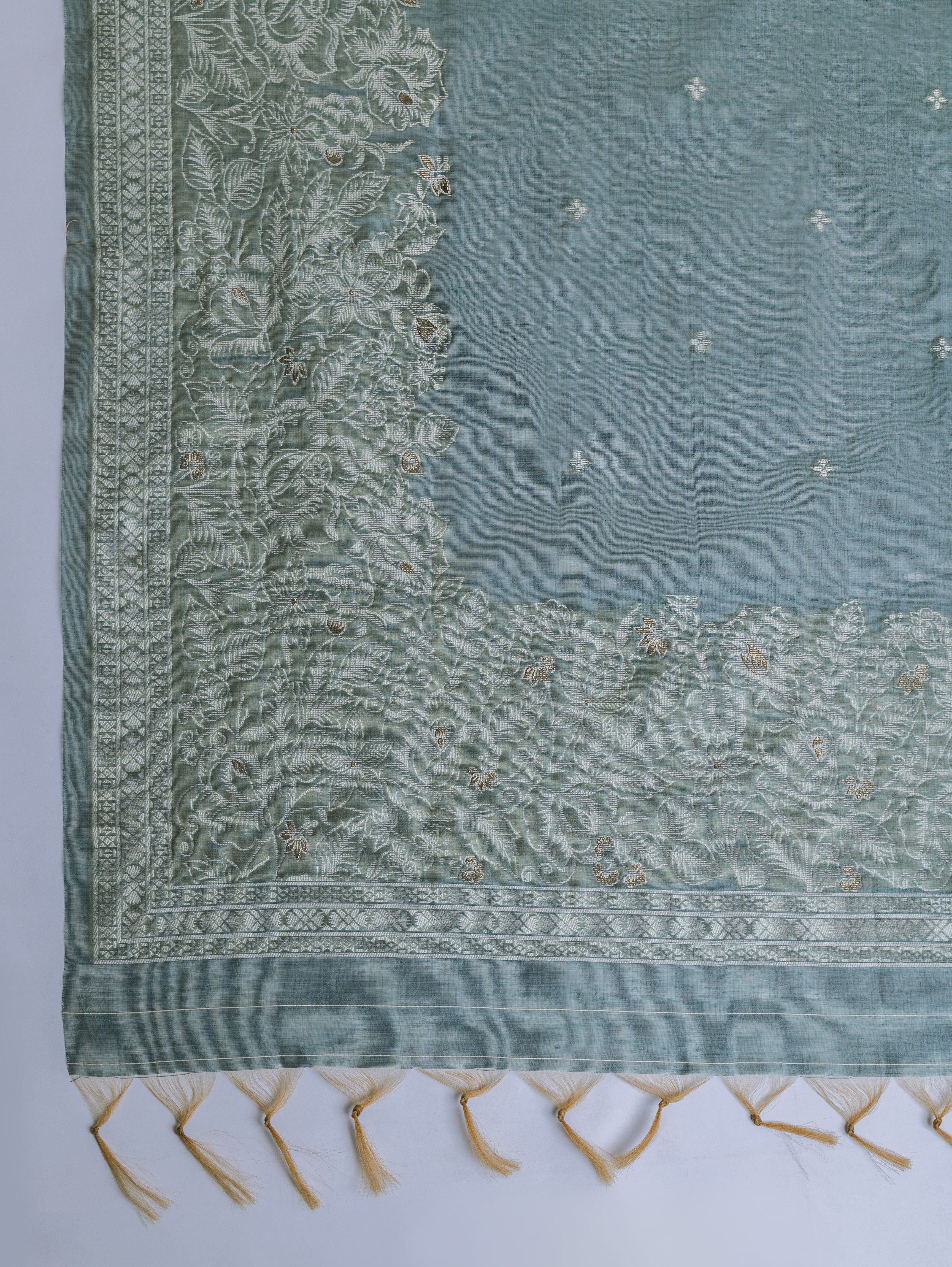 Linen Blue Cotton Blend Suit Set