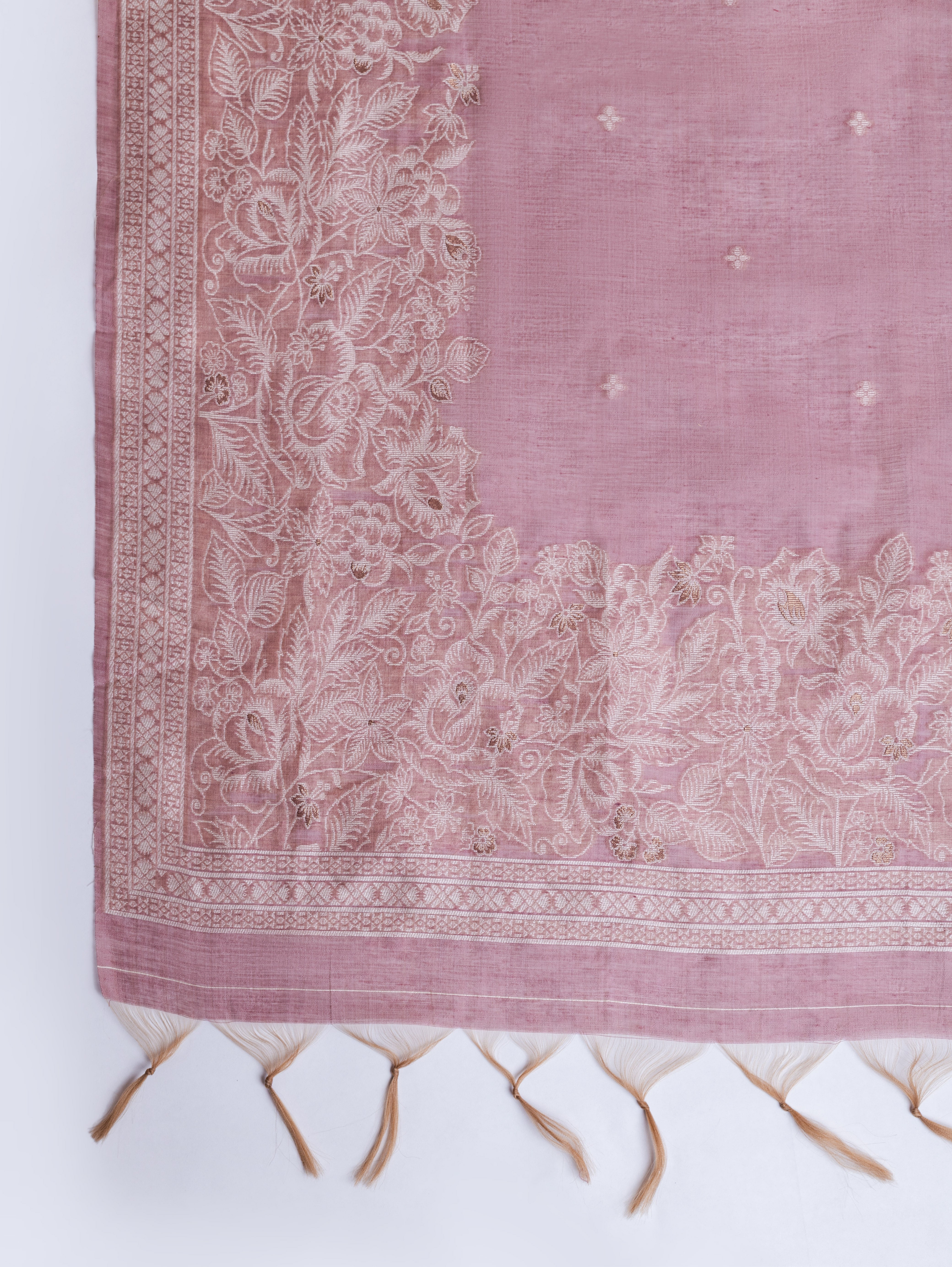 Linen Pink Linen Cotton Blend Suit Set