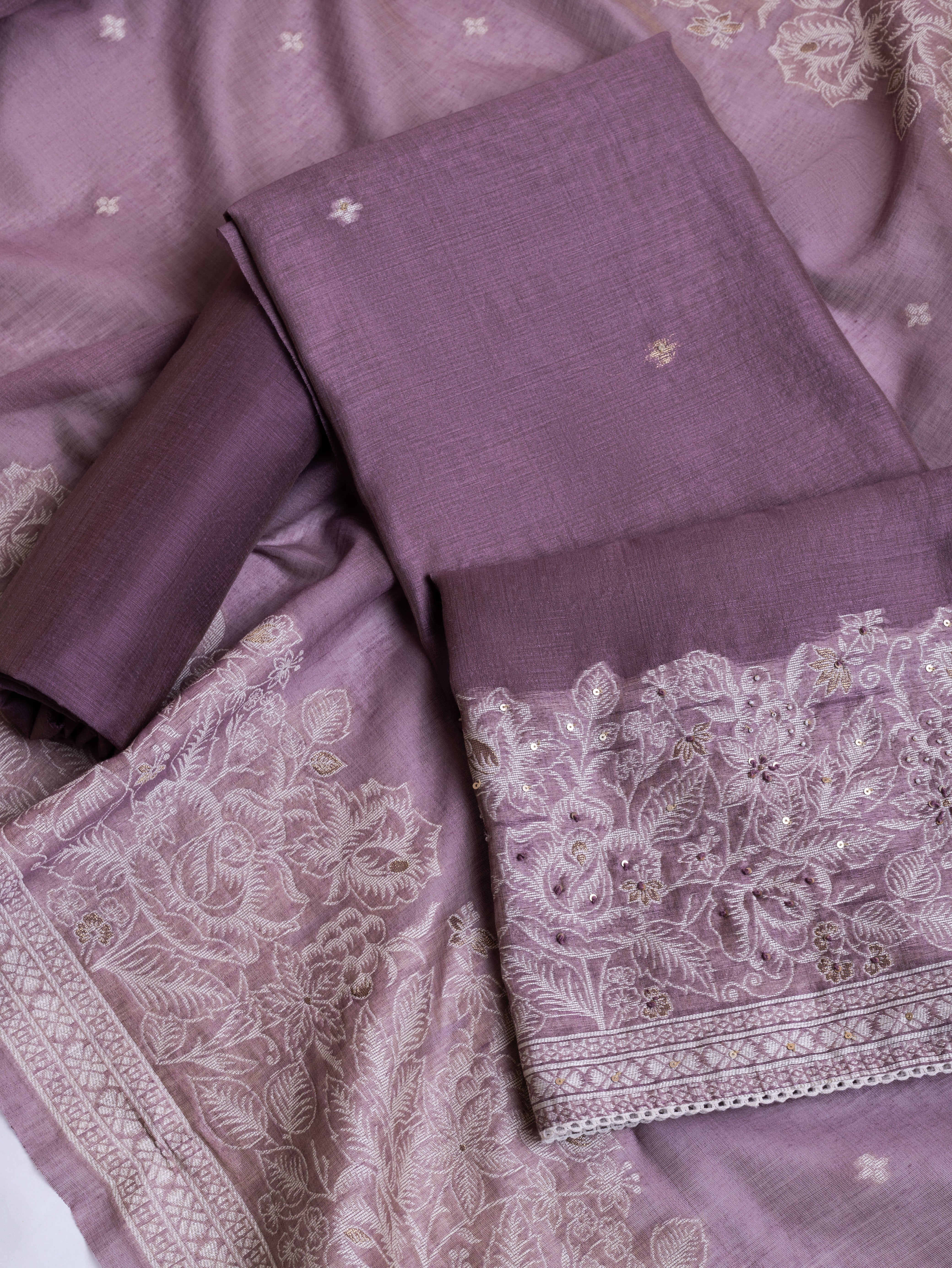 Linen Mauve Linen Cotton Blend Suit Set