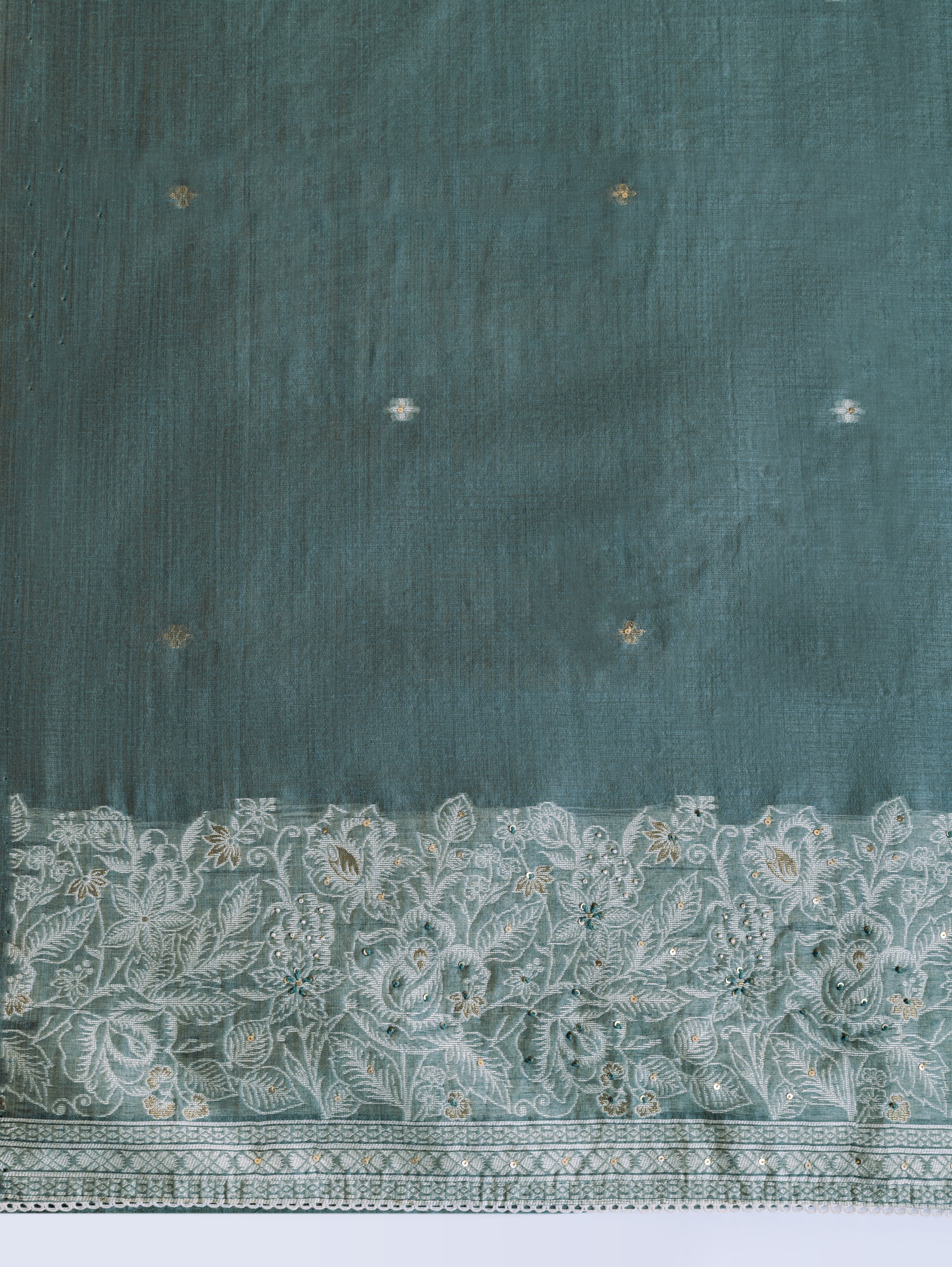 Linen Blue Cotton Blend Suit Set