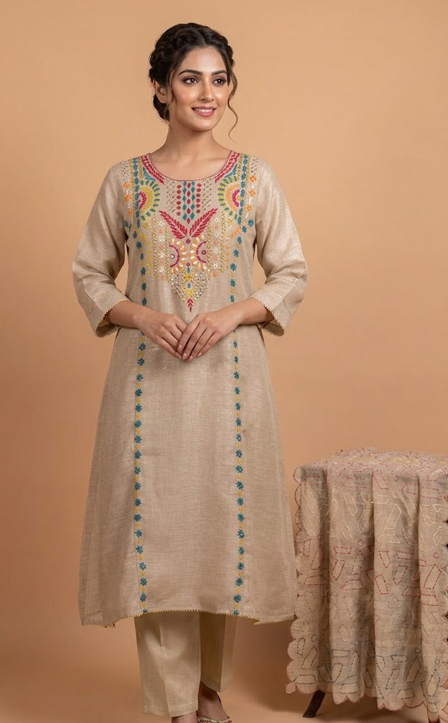 Linen Cotton Beige Readymade set Sterling House