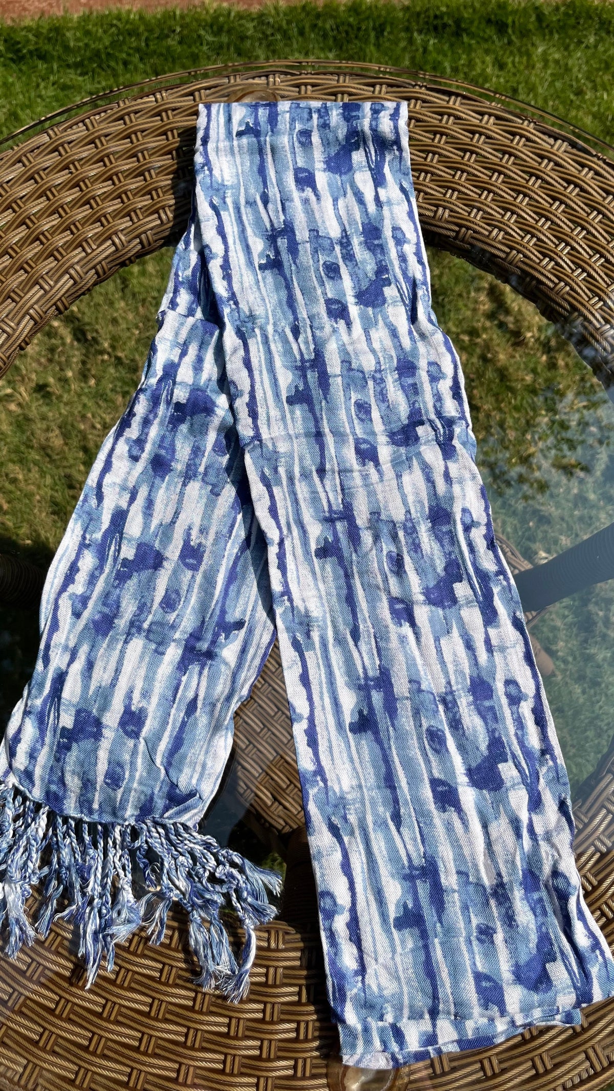 Blue & White Printed Cotton Dupatta Sterling House