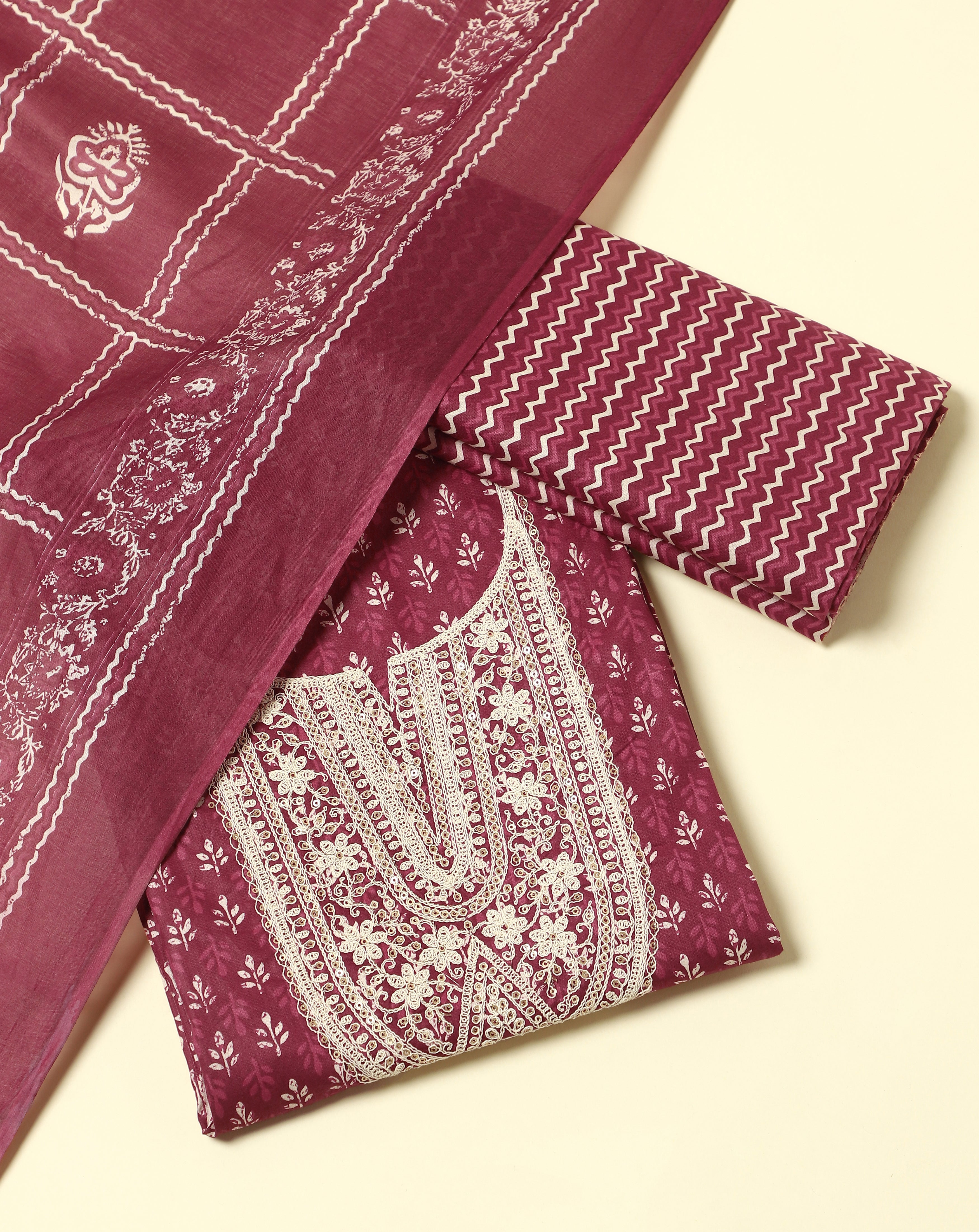 Roze Soft Cotton Printed Suit Set