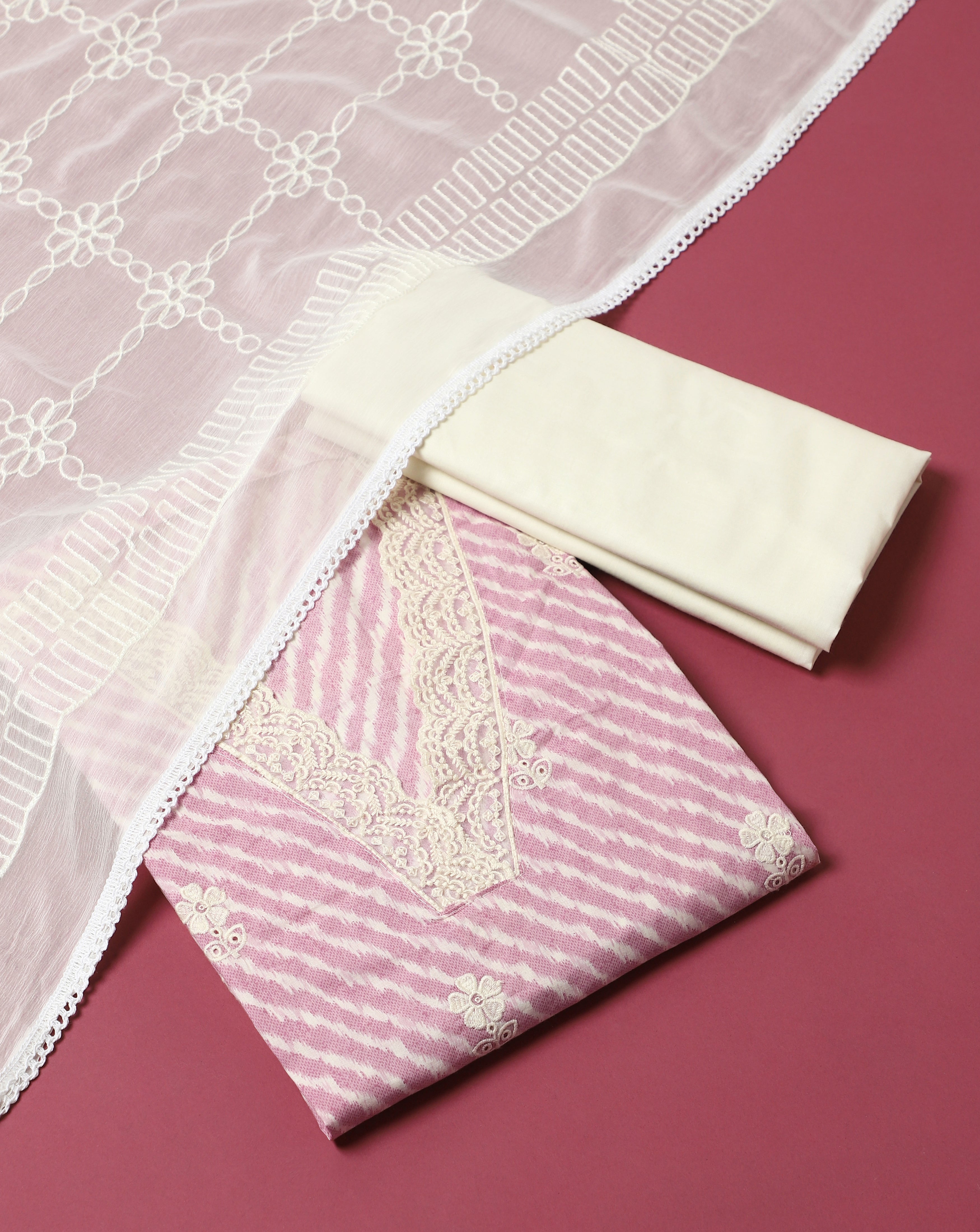 Roze Lehriya Cotton Suit Set