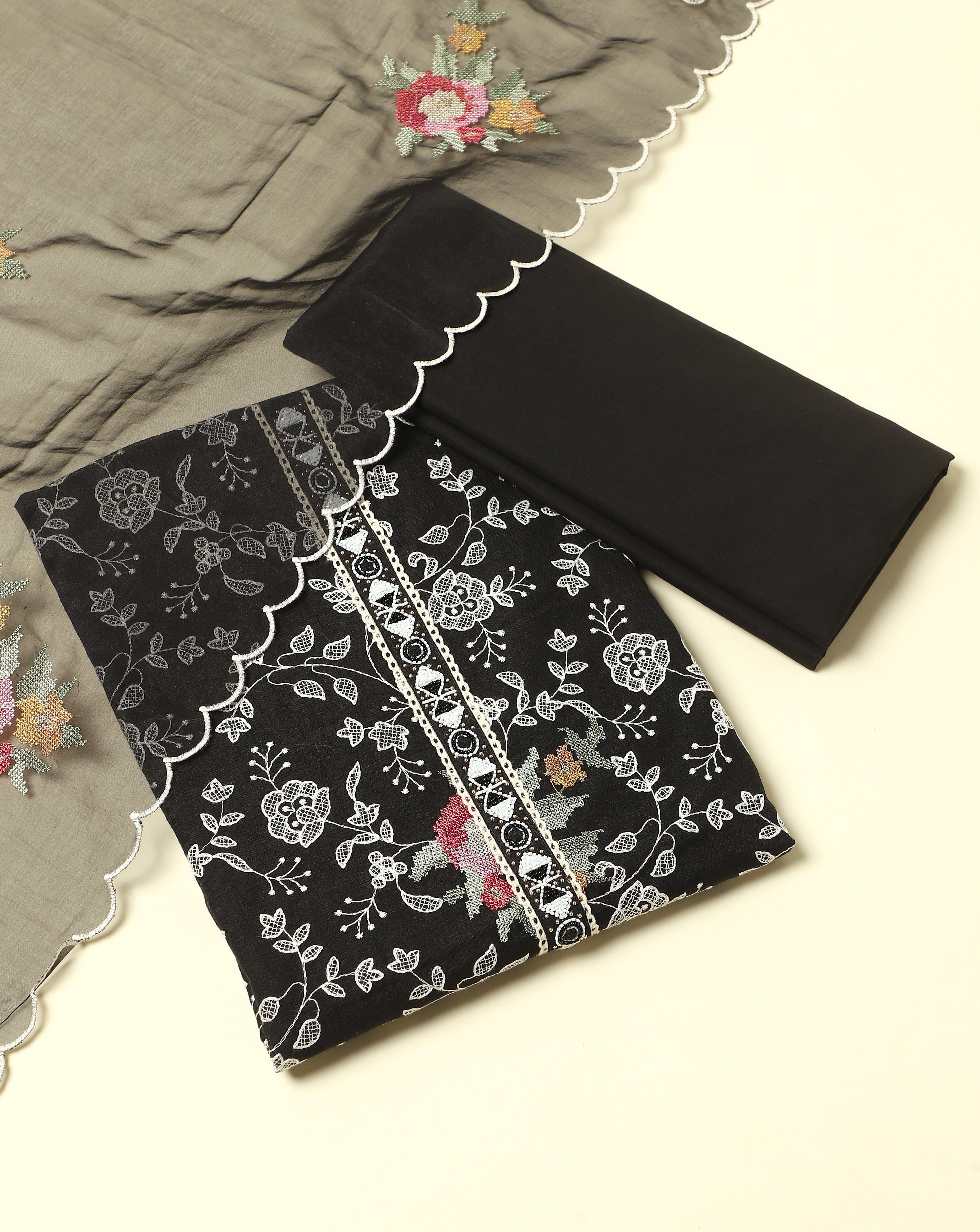 Anokhi Kota Cotton Embroidered Suit Set