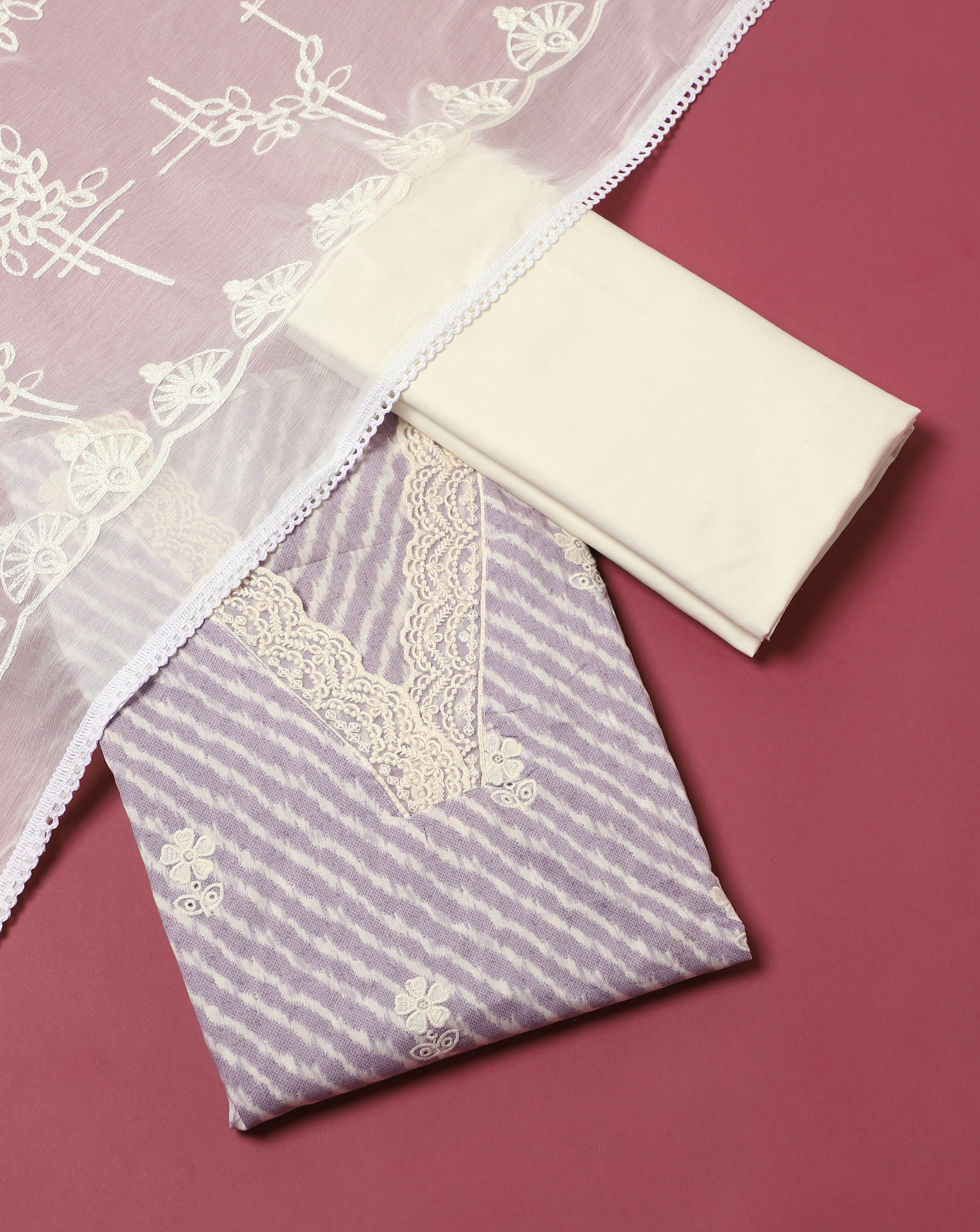 Roze Lehriya Cotton Suit Set