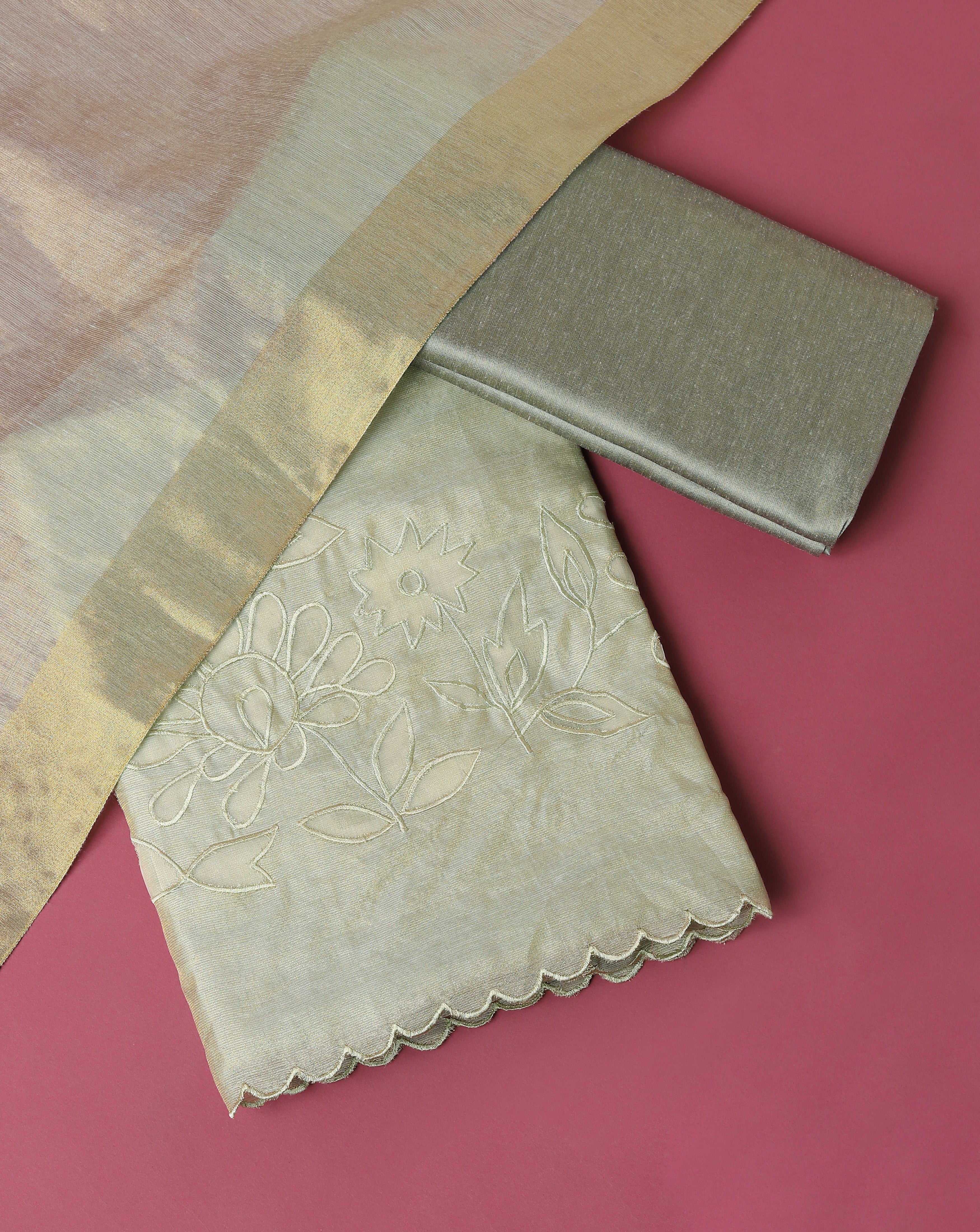 Luxe Applique Cotton Silk Suit Set