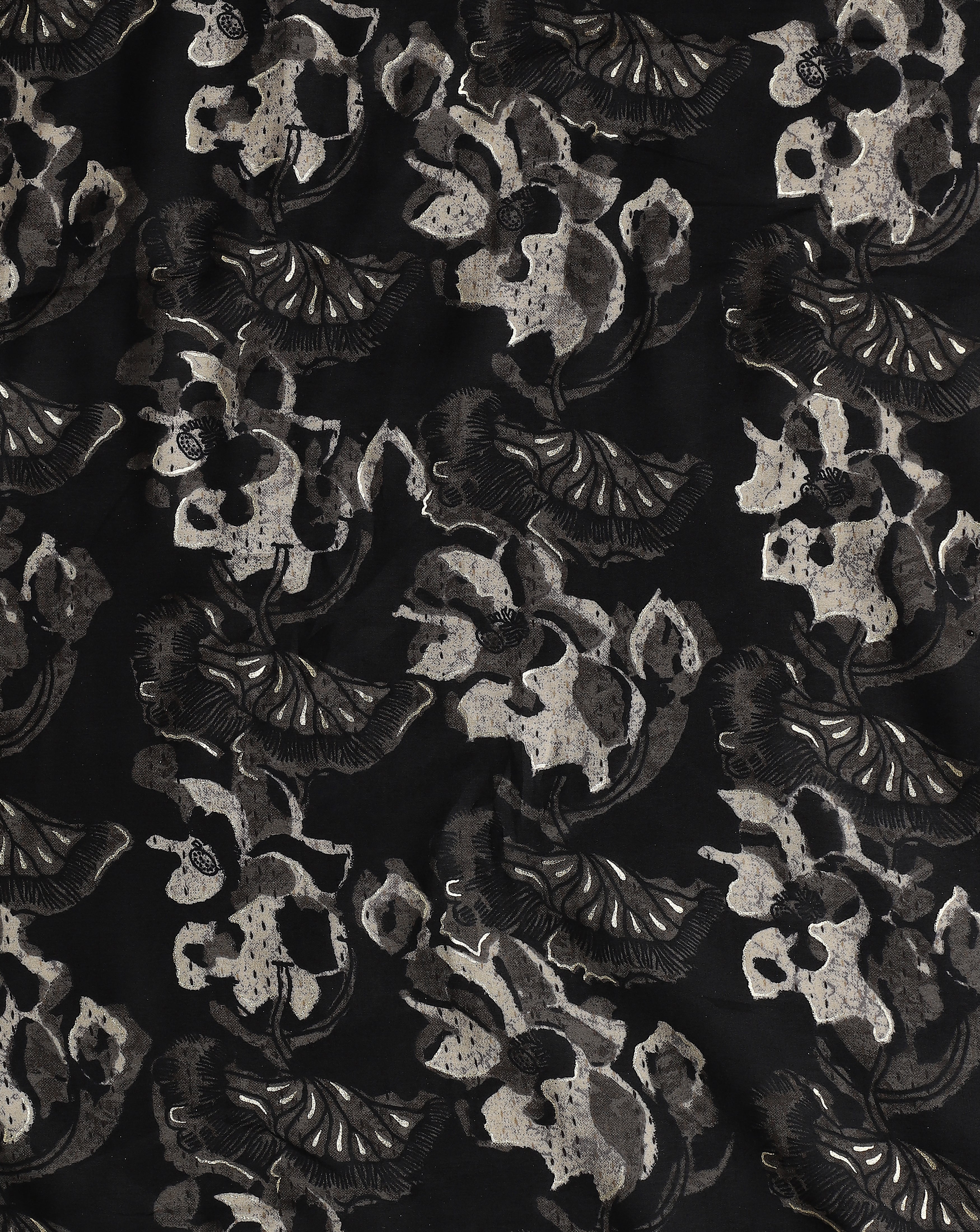Roze Black Digital Foil Print Muslin Fabric