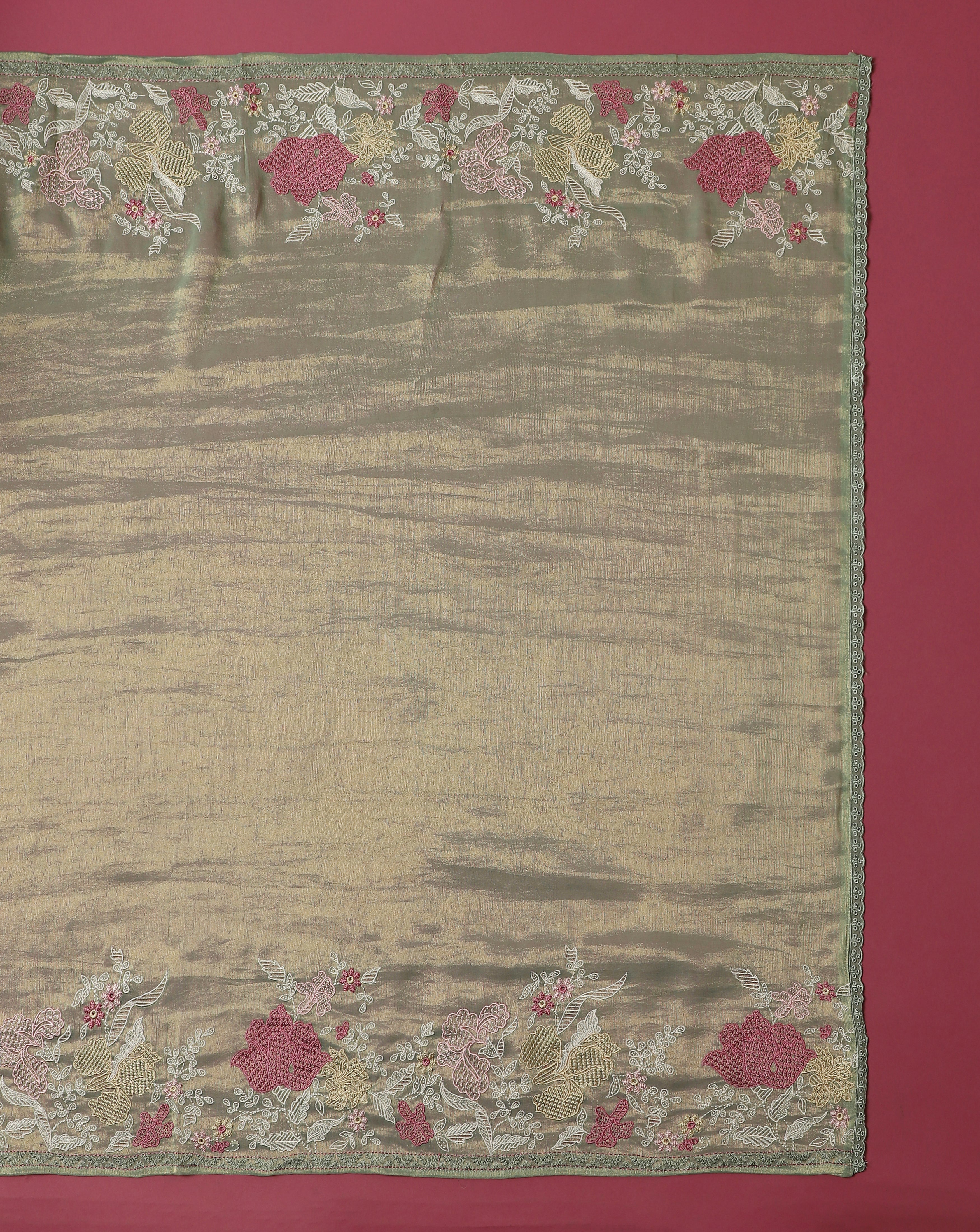 Luxe Soft Shimmer Embroidered Silk Suit Set