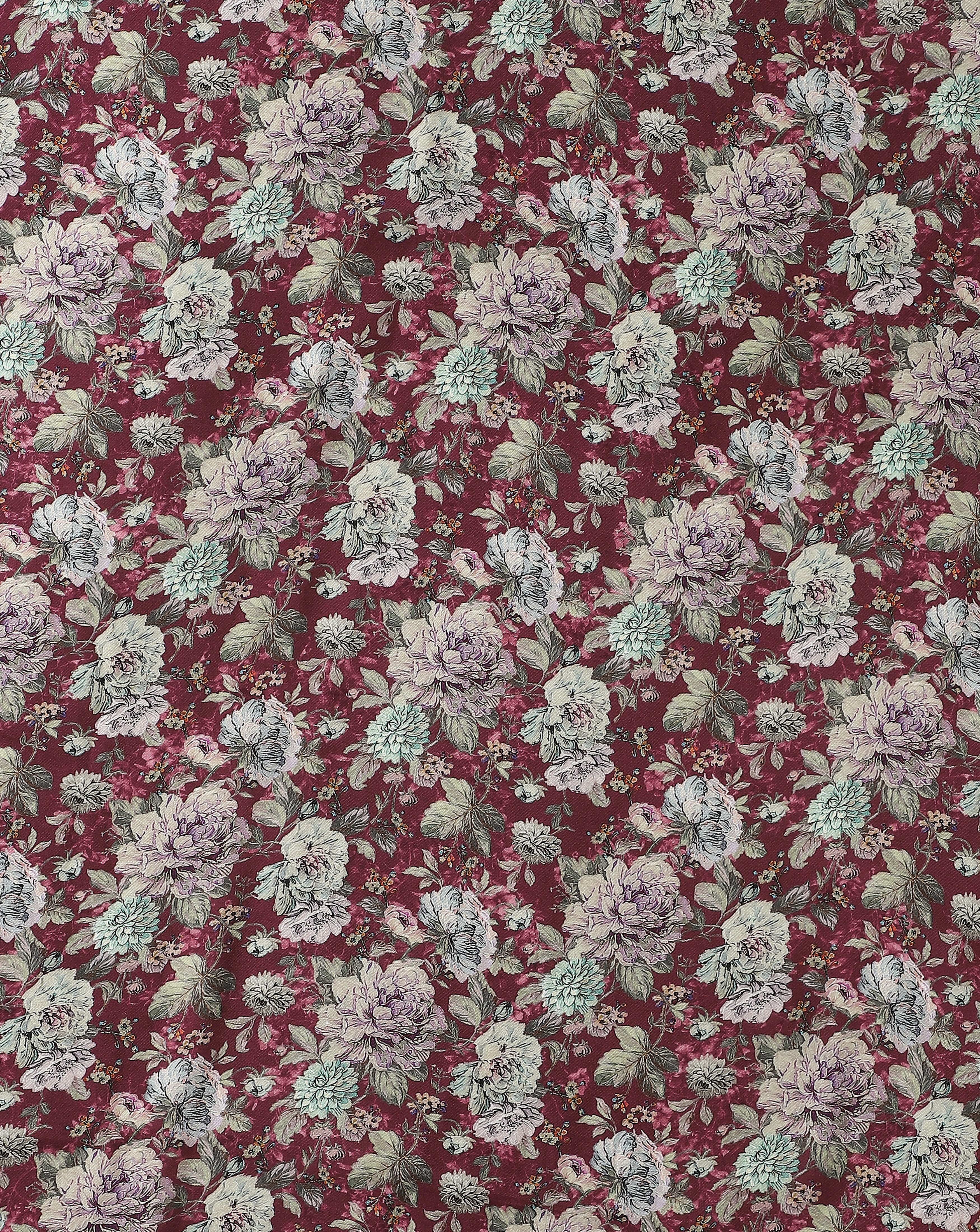 Roze Purple Floral Print Silky Cotton Fabric