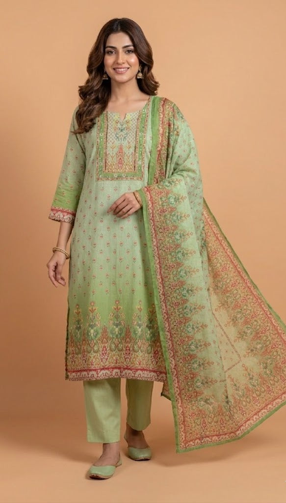 Roze Green Ombre Cotton Readymade Set