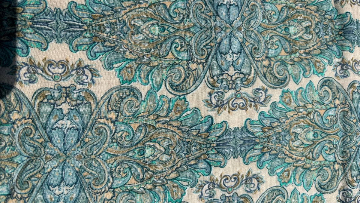 Blue Paisley Printed Rayon Fabric