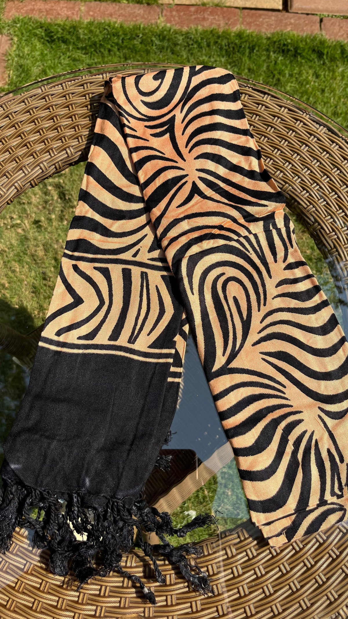 Black & Tan Zebra Print Dupatta Sterling House