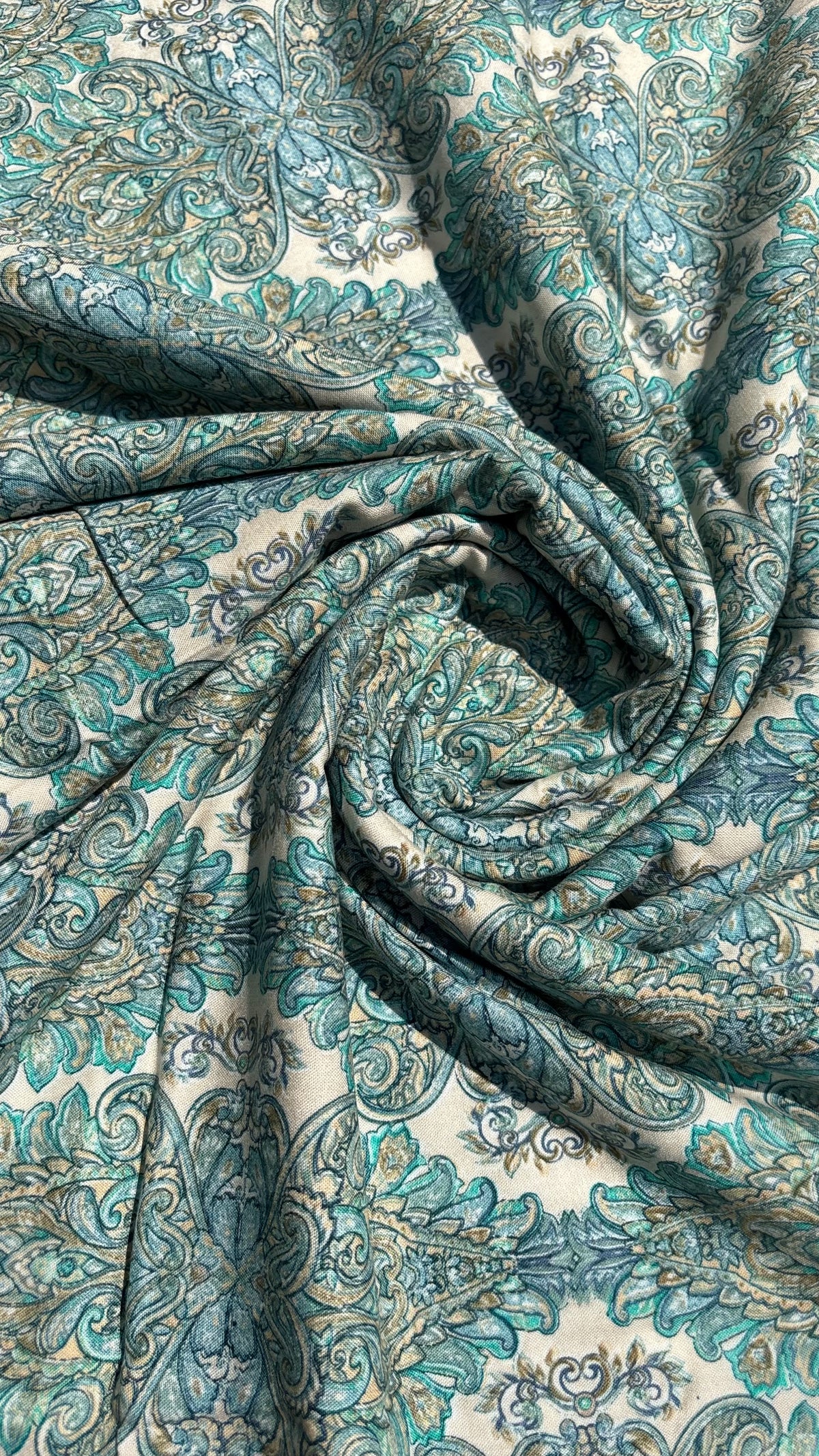 Blue Paisley Printed Rayon Fabric