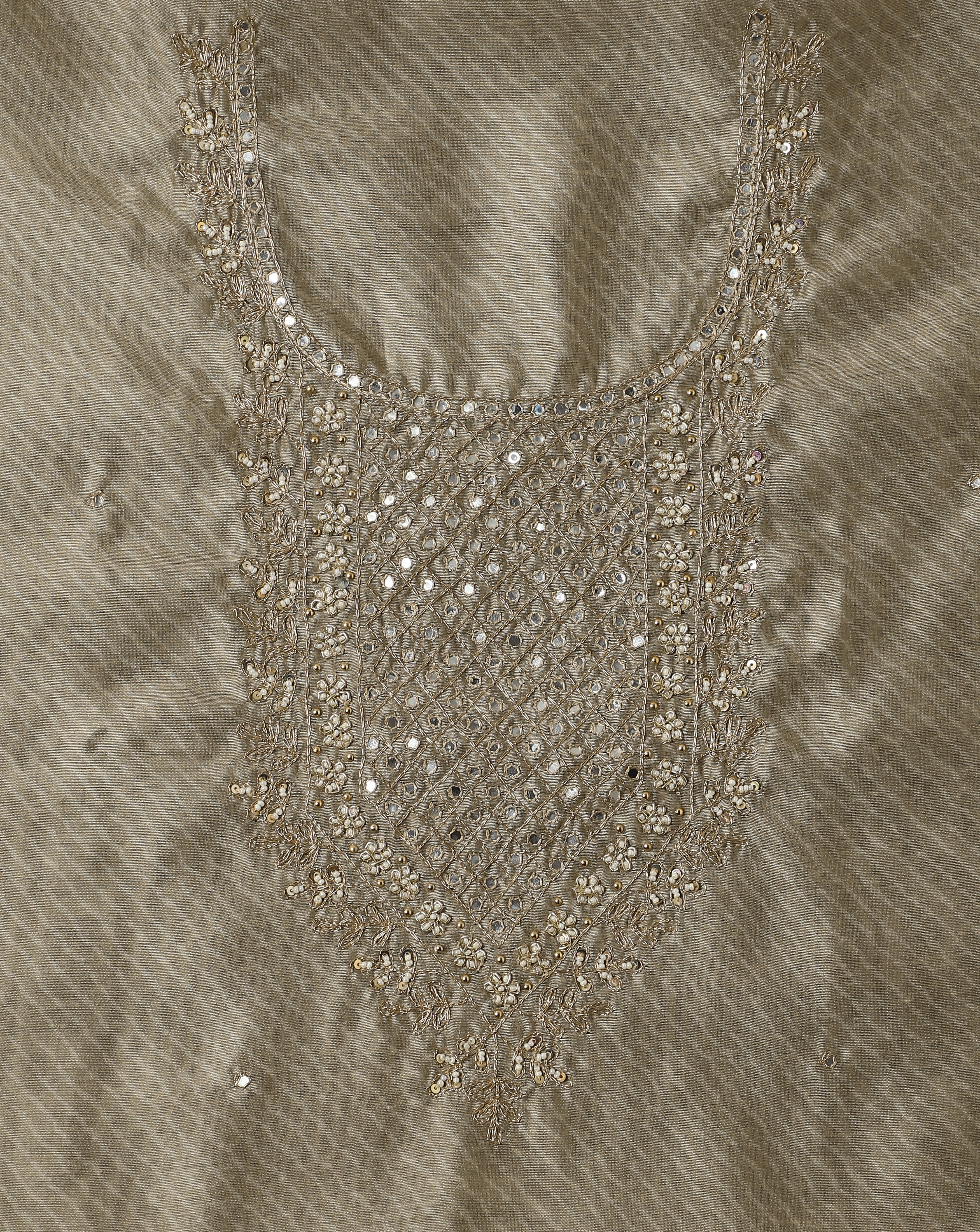 Luxe Chanderi Lehriya and Jamdani Suit Set