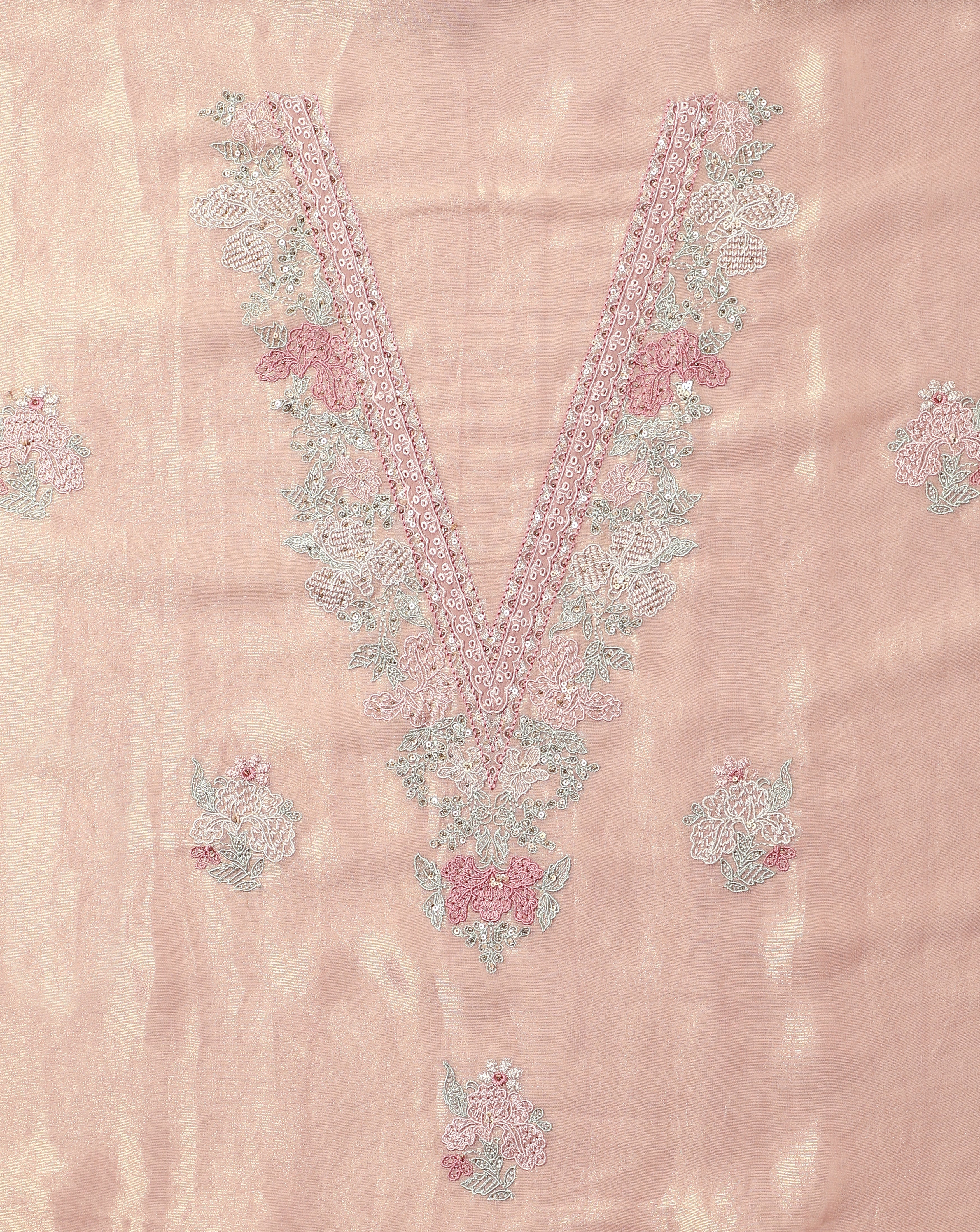 Luxe Soft Shimmer Embroidered Silk Suit Set