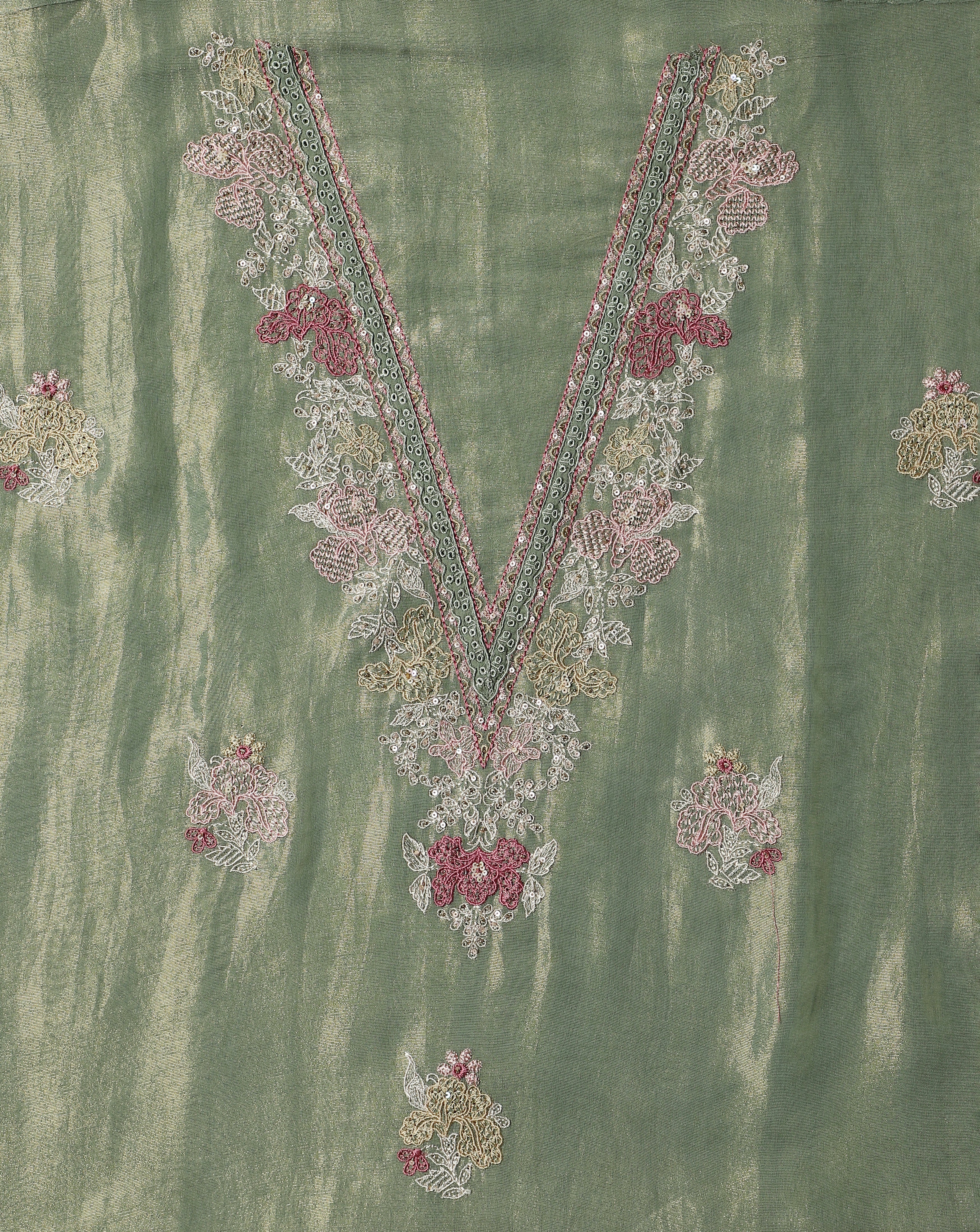 Luxe Soft Shimmer Embroidered Silk Suit Set