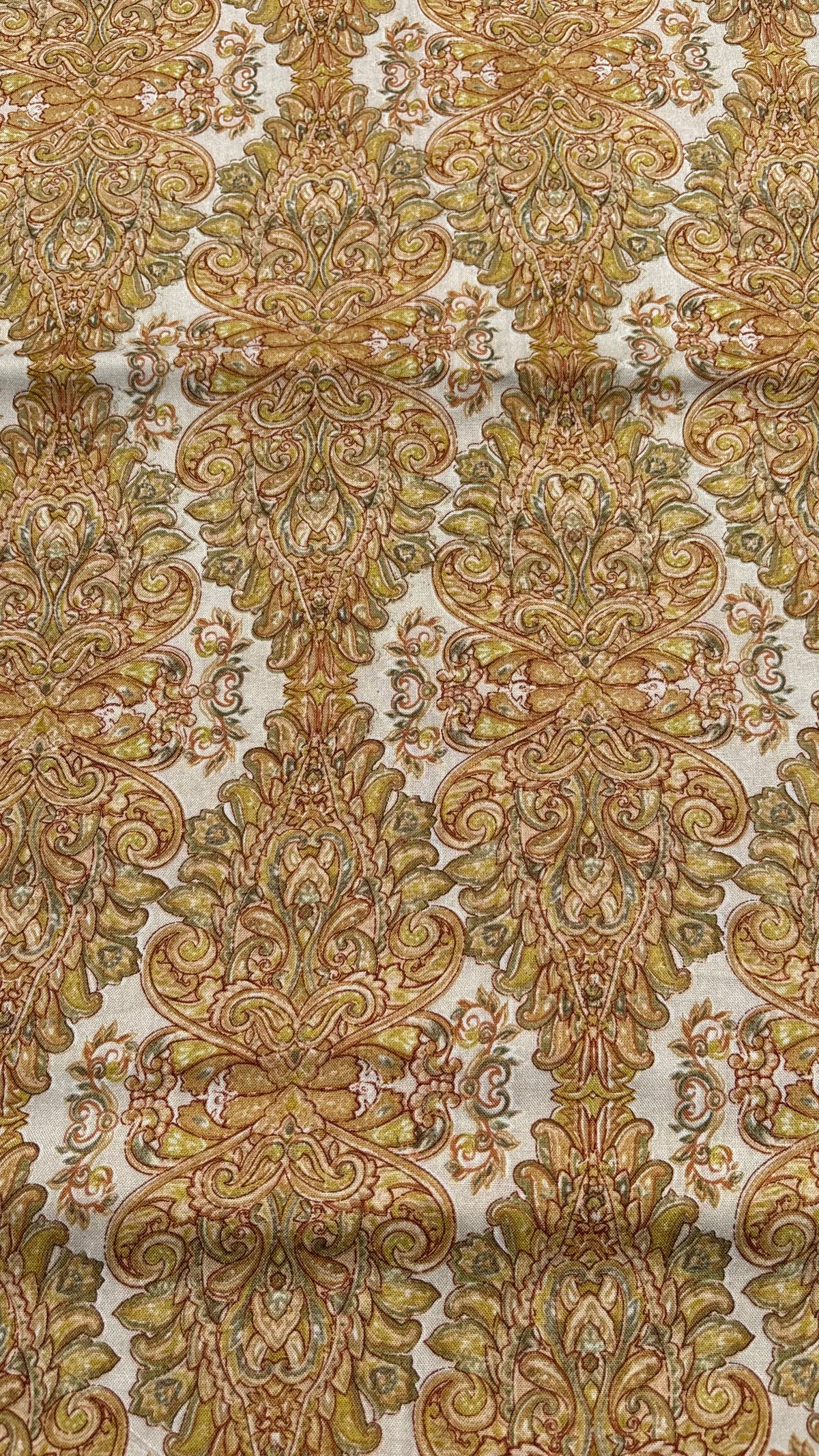 Yellow Paisley Baroque Rayon Fabric
