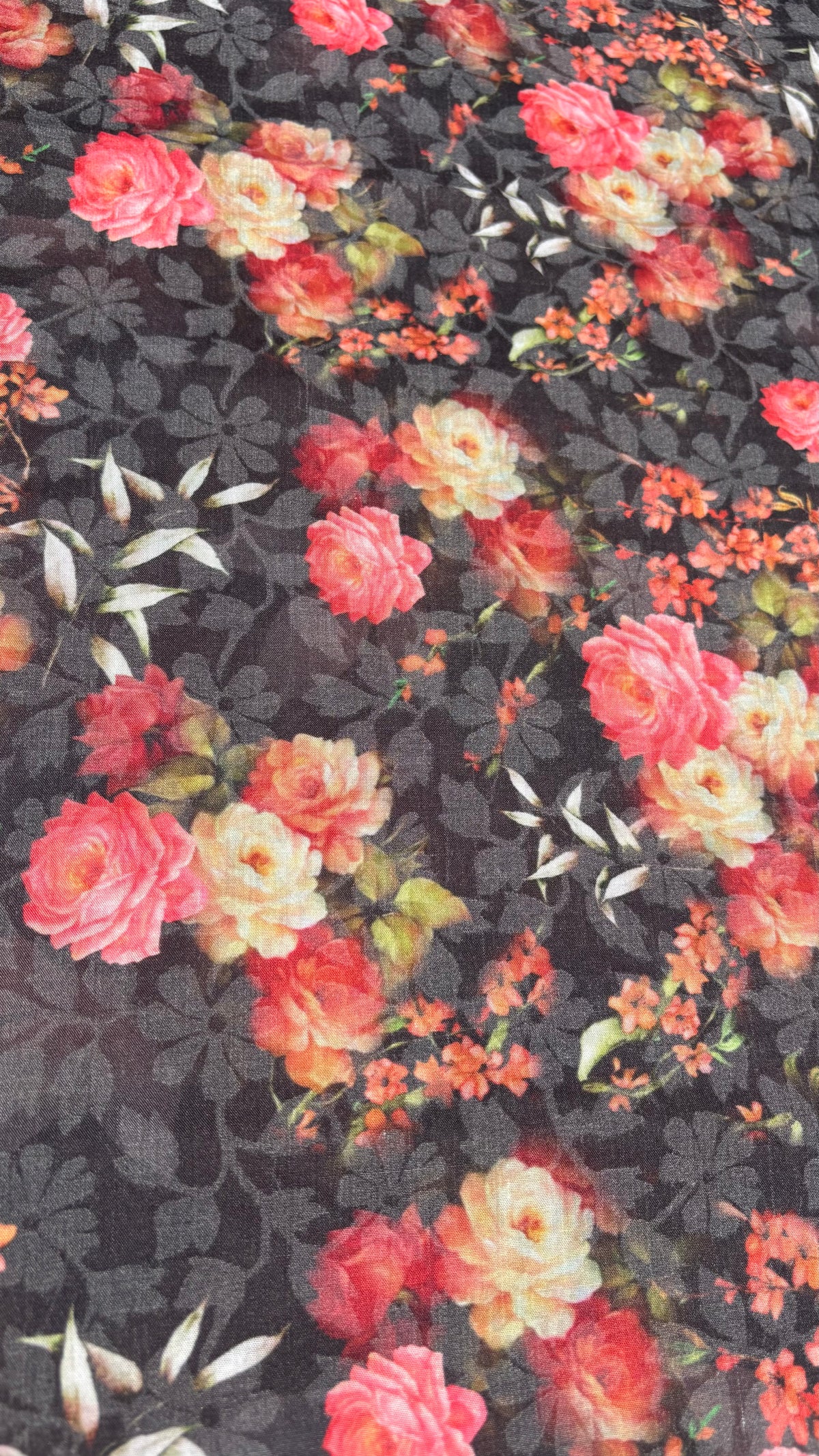 Charcoal Floral Printed Fabric Sterling House