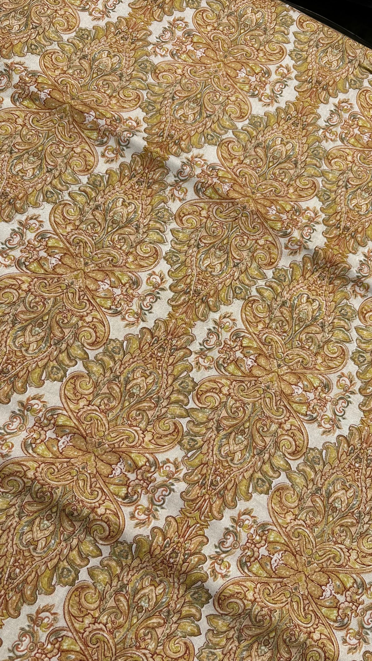 Yellow Paisley Baroque Rayon Fabric