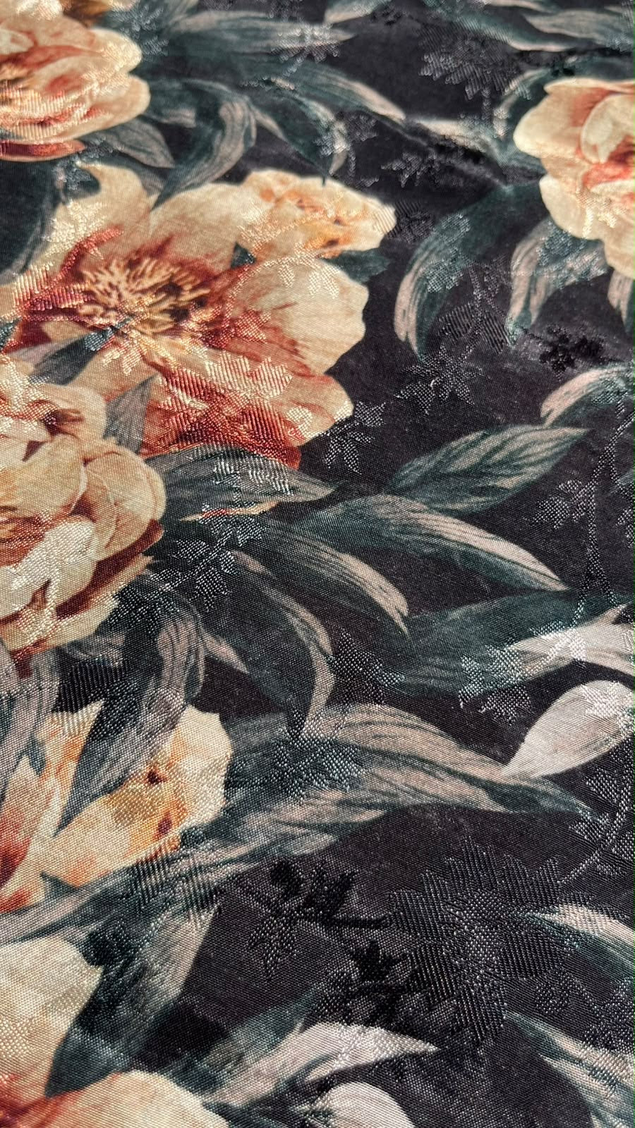 Black Floral Crepe Jacquard Fabric