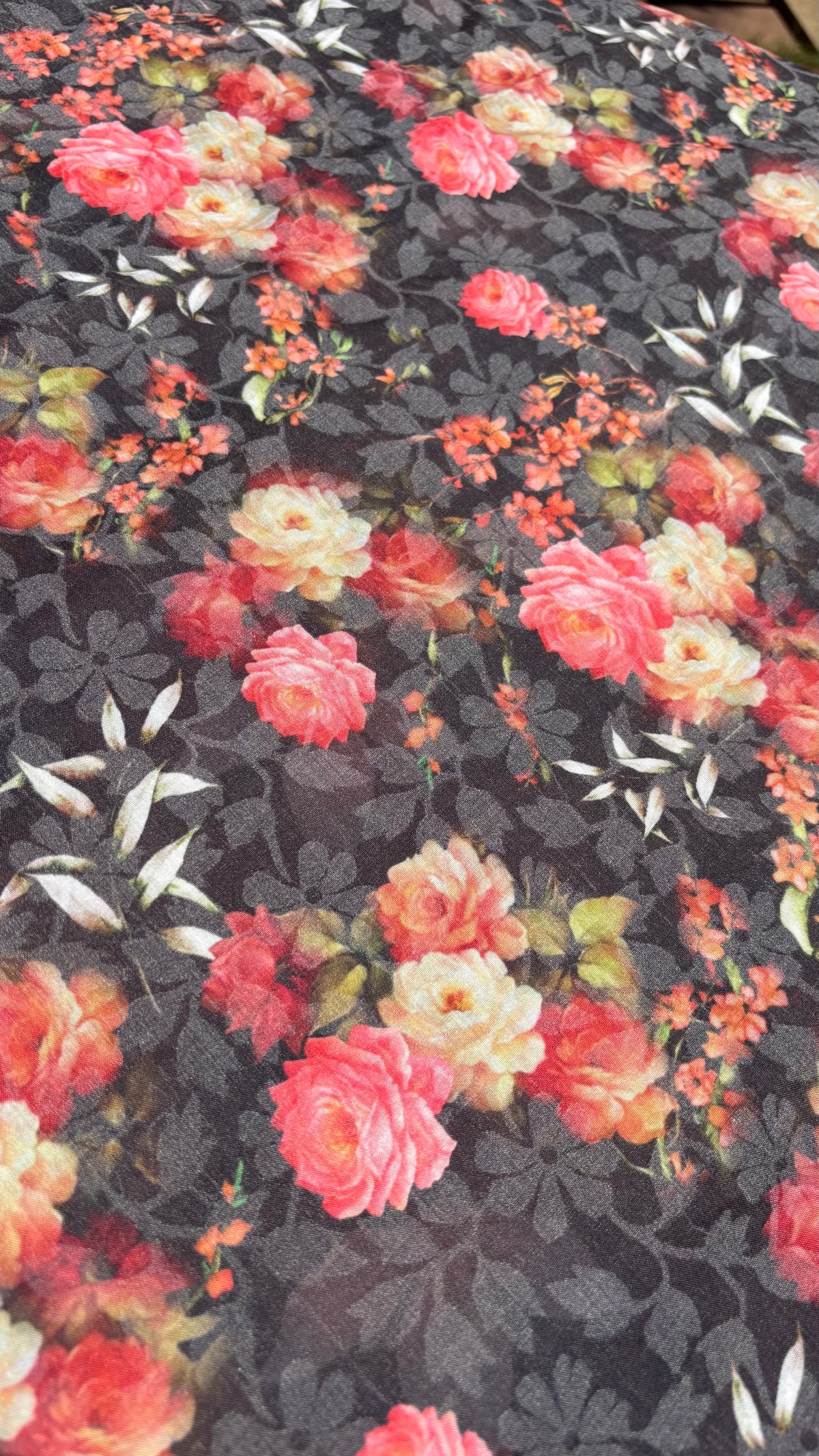Charcoal Floral Printed Fabric Sterling House