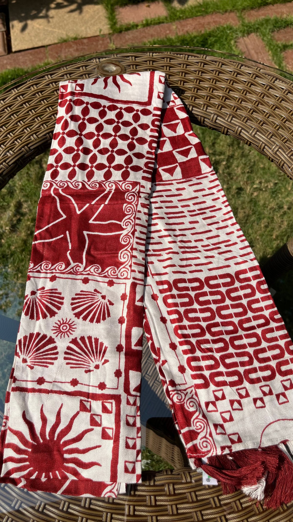 Red & White Printed Cotton Dupatta Sterling House
