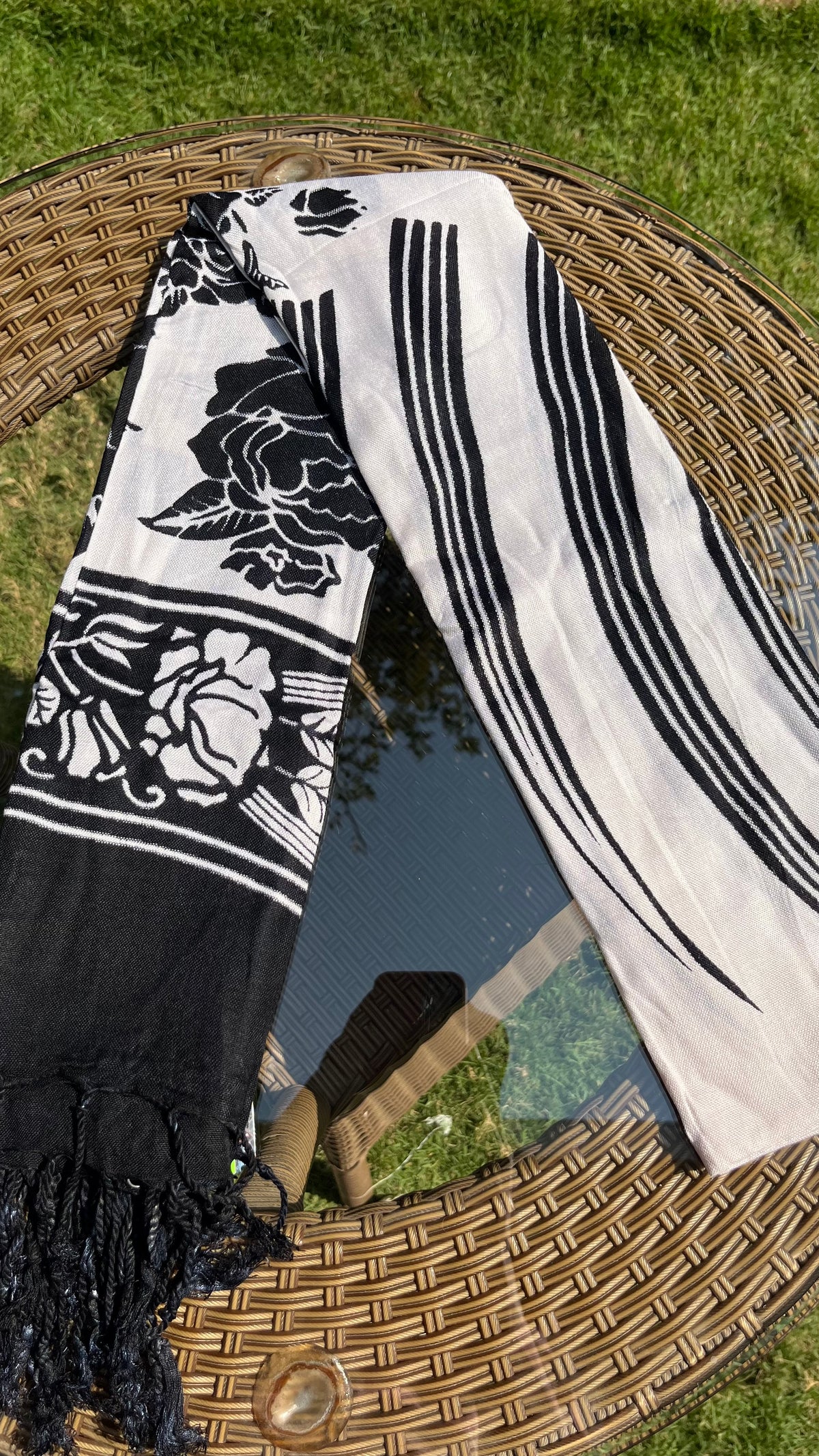 Black & White Floral Printed Dupatta Sterling House