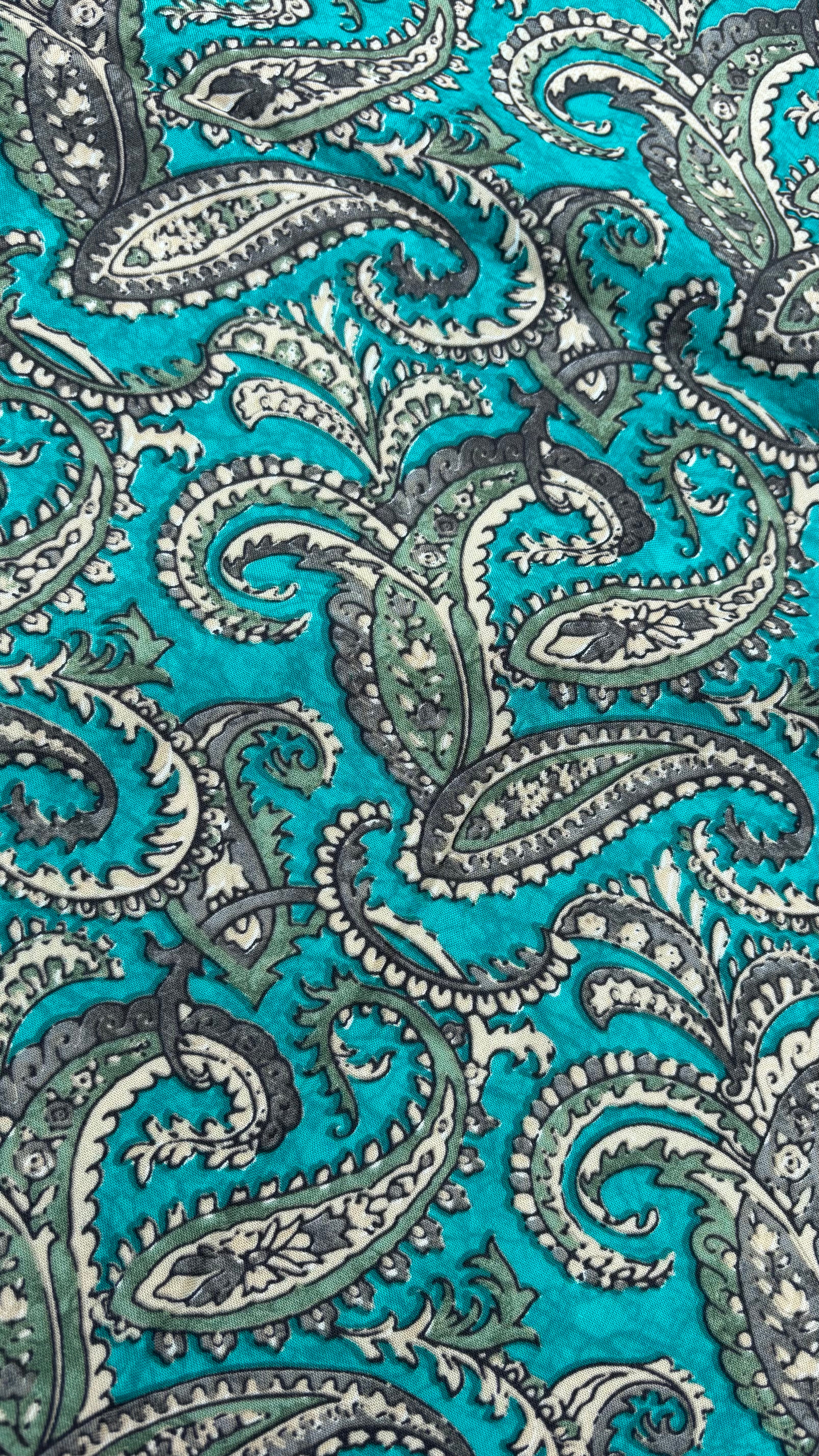 Turquoise Muslin Paisley Fabric Sterling House