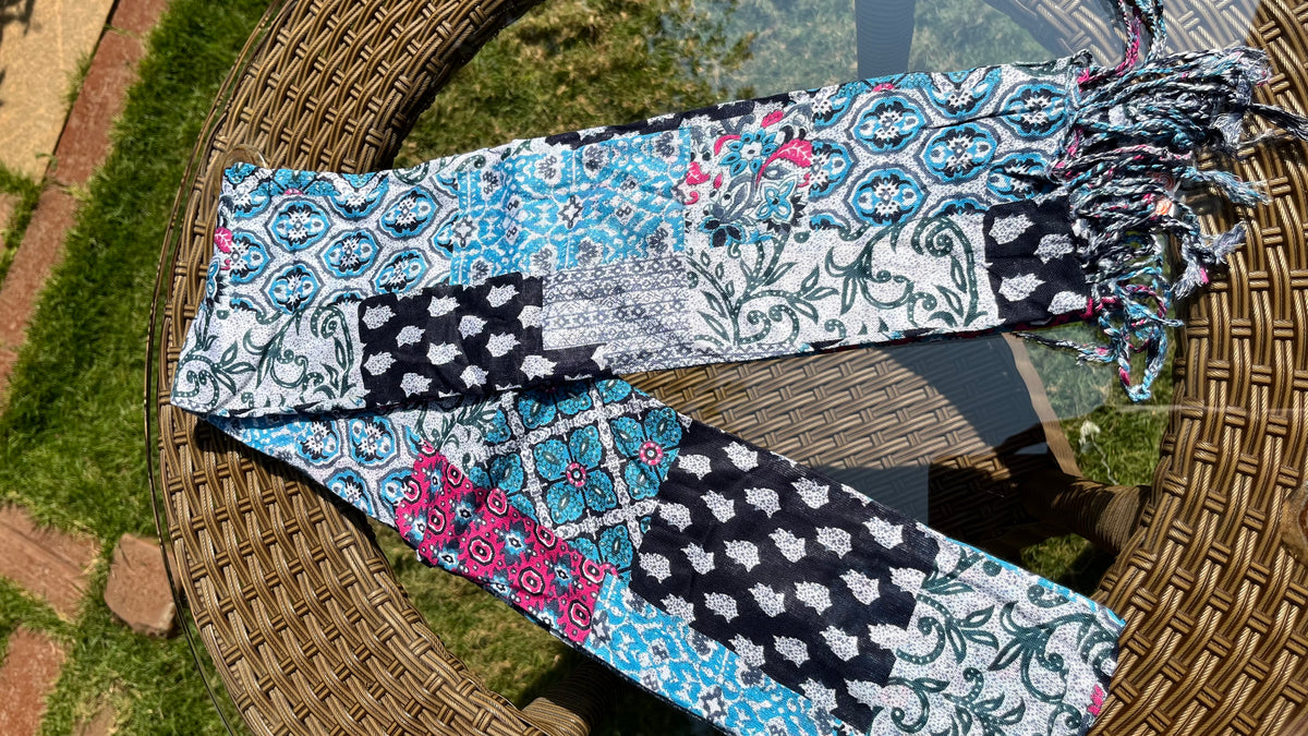 Blue Floral Printed Cotton Dupatta Sterling House