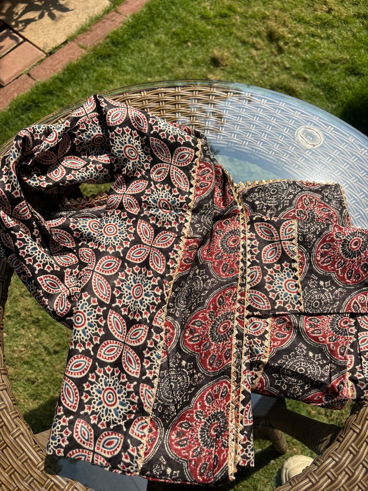 Black Geometric Block Printed Dupatta Sterling House