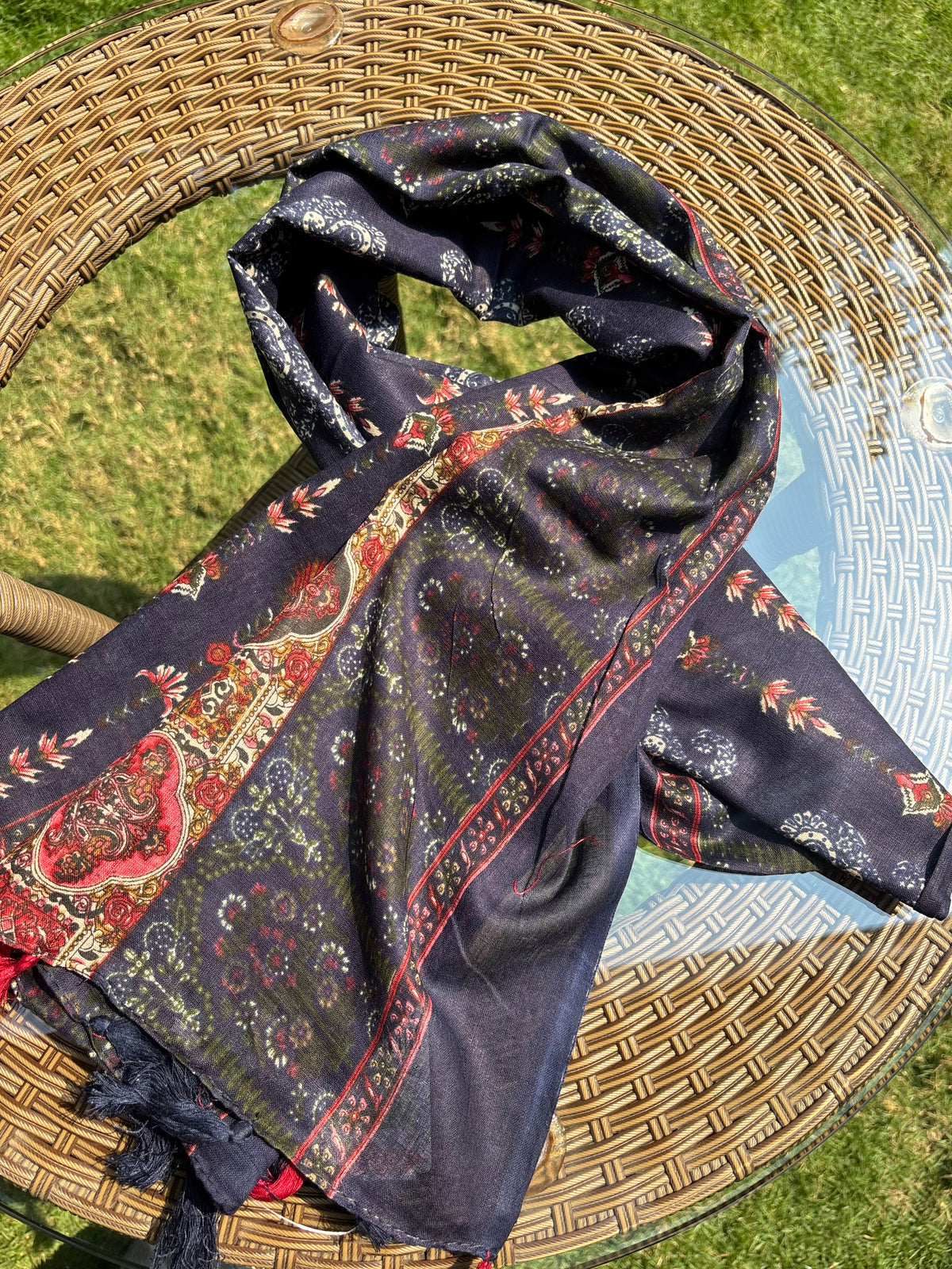 Navy Blue Printed Cotton Dupatta Sterling House