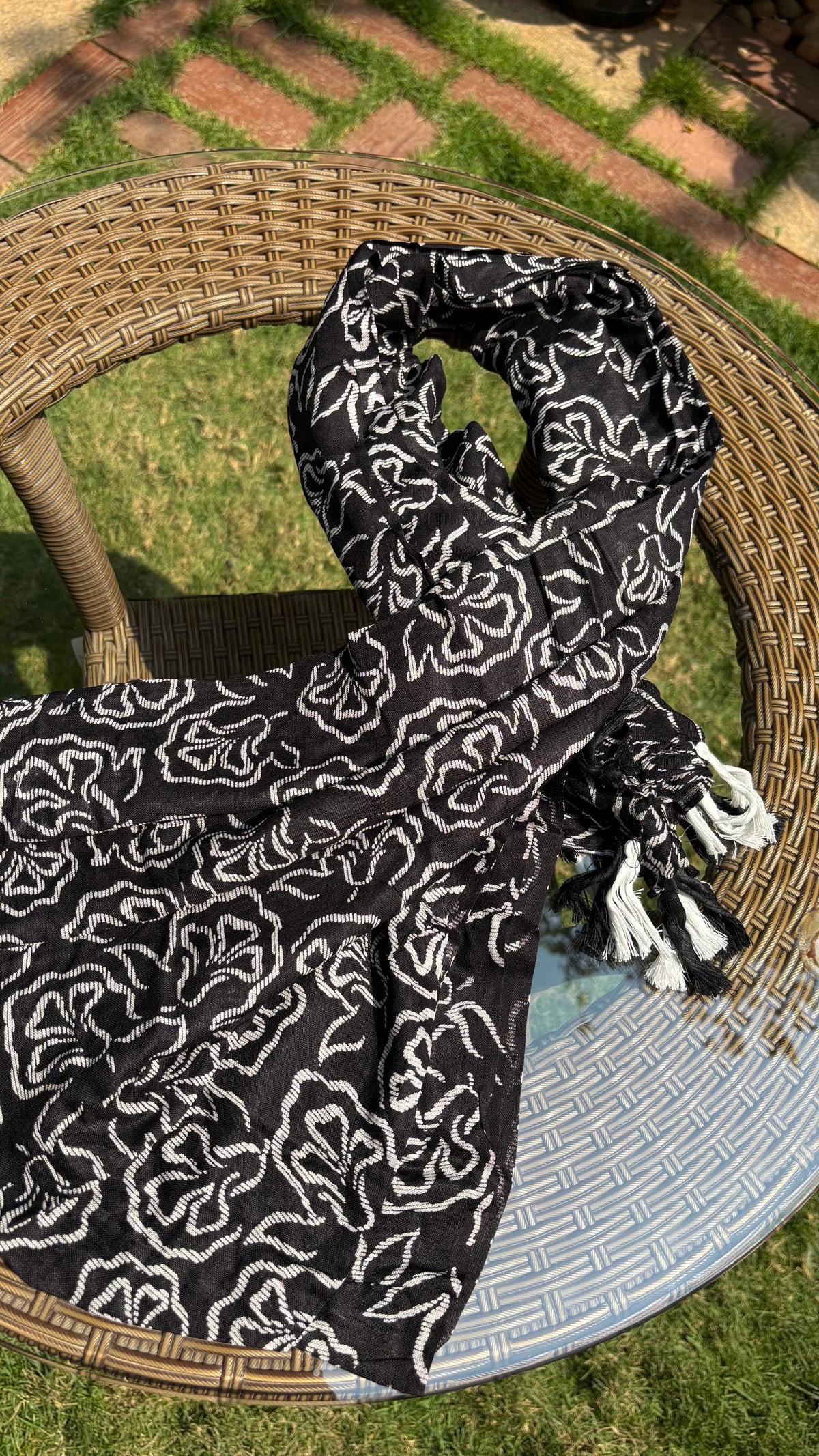 Black Printed Cotton Dupatta Sterling House