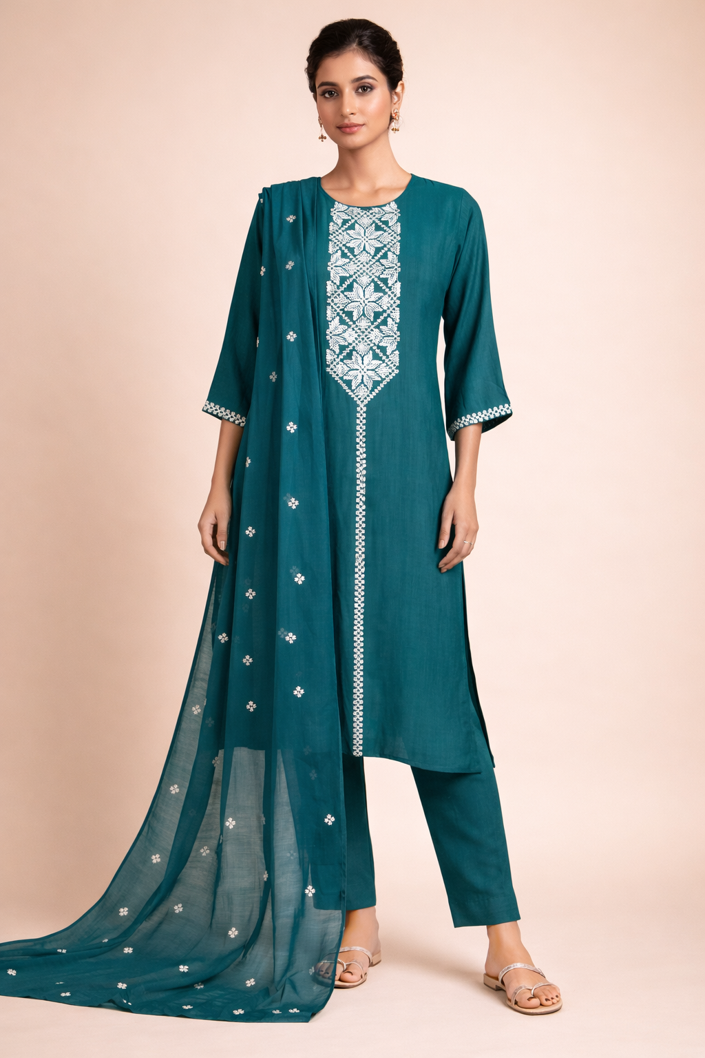 Afreen Dark Green Muslin Set