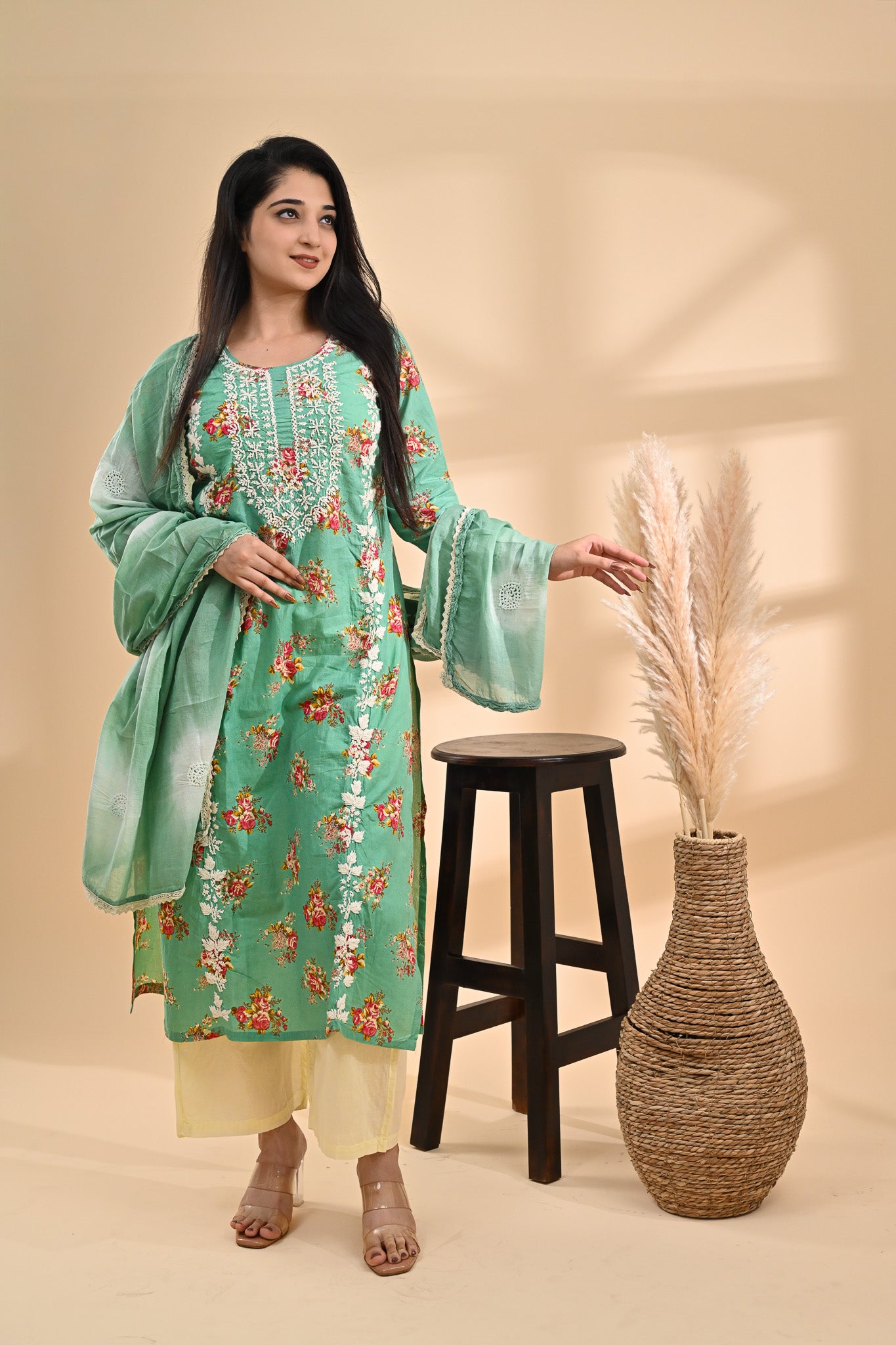 Mint Green Cotton Readymade Set Sterling House