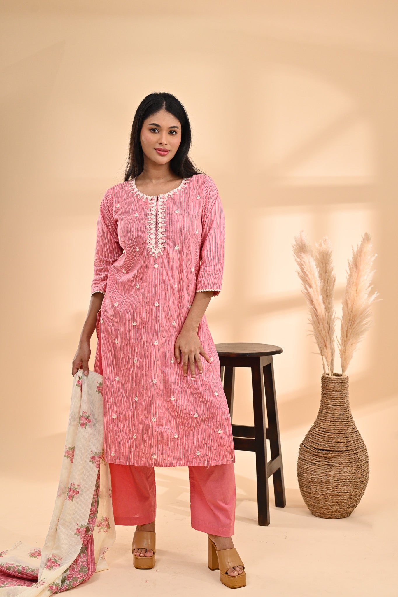 Pink Cotton Readymade Suit Sterling House