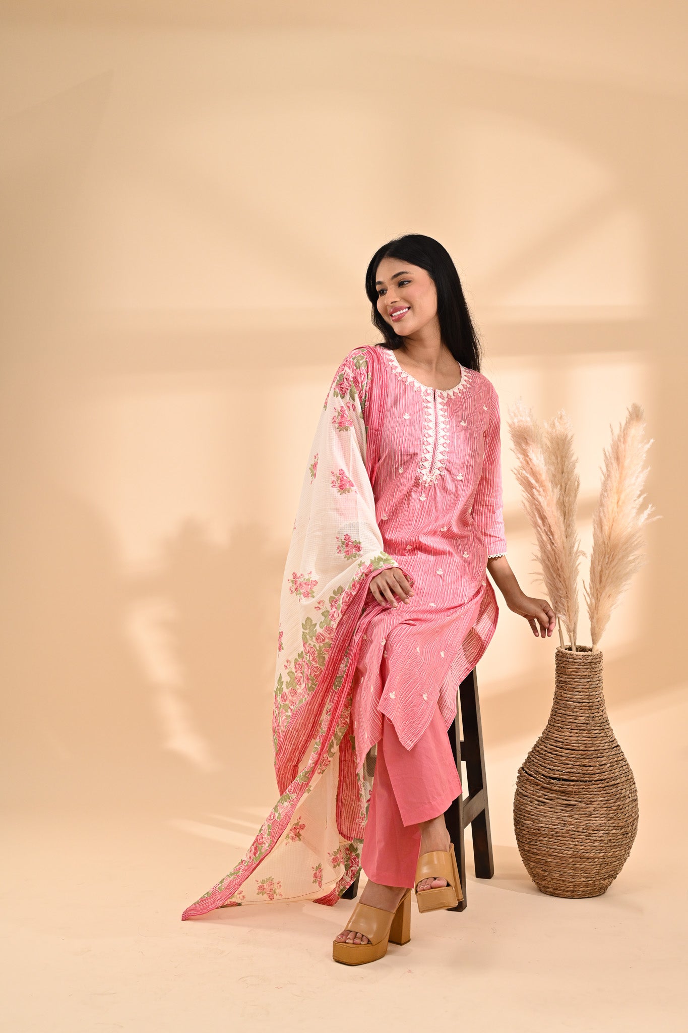 Pink Cotton Readymade Suit Sterling House