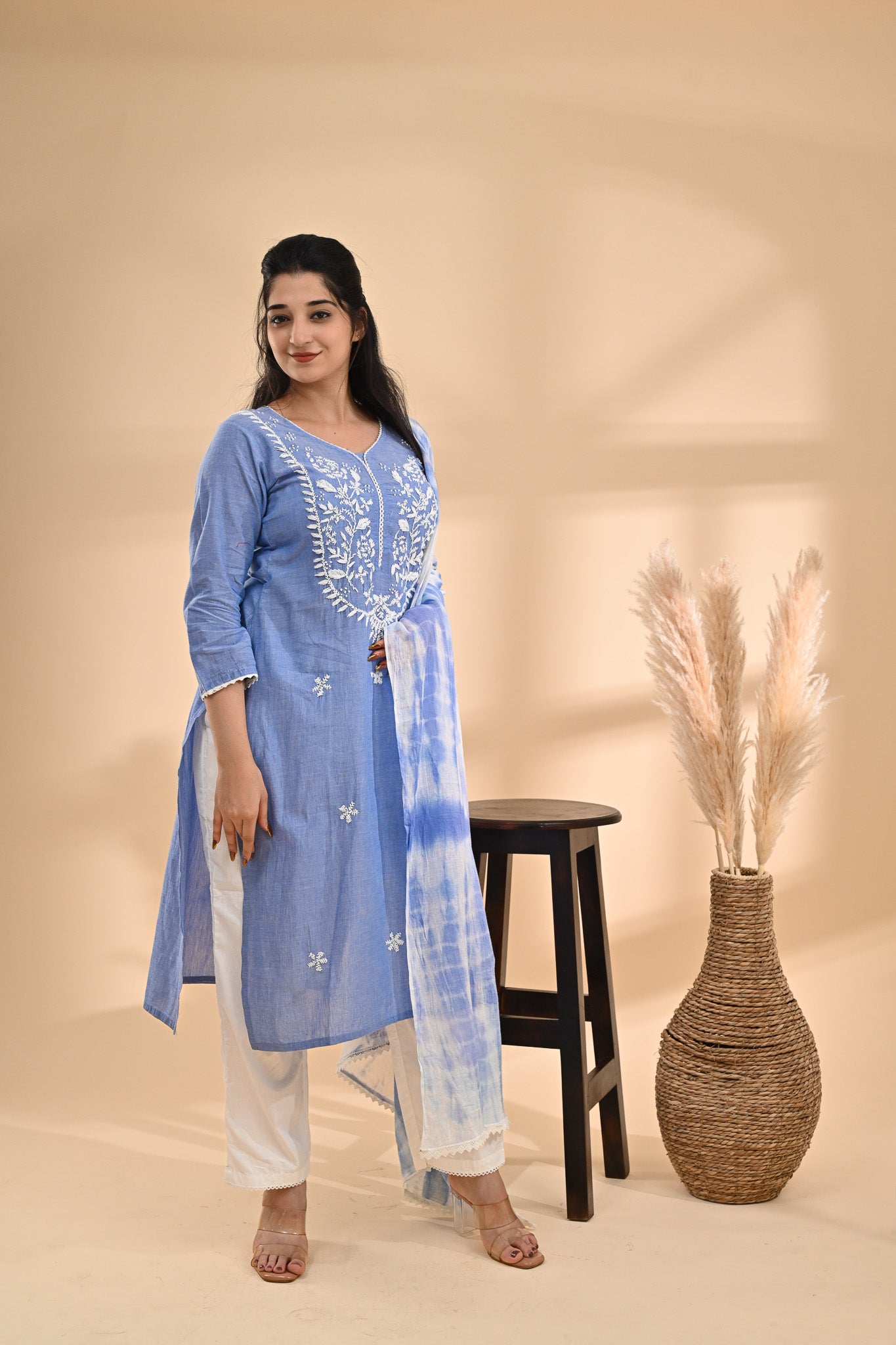 Powder Blue Cotton Readymade Set Sterling House