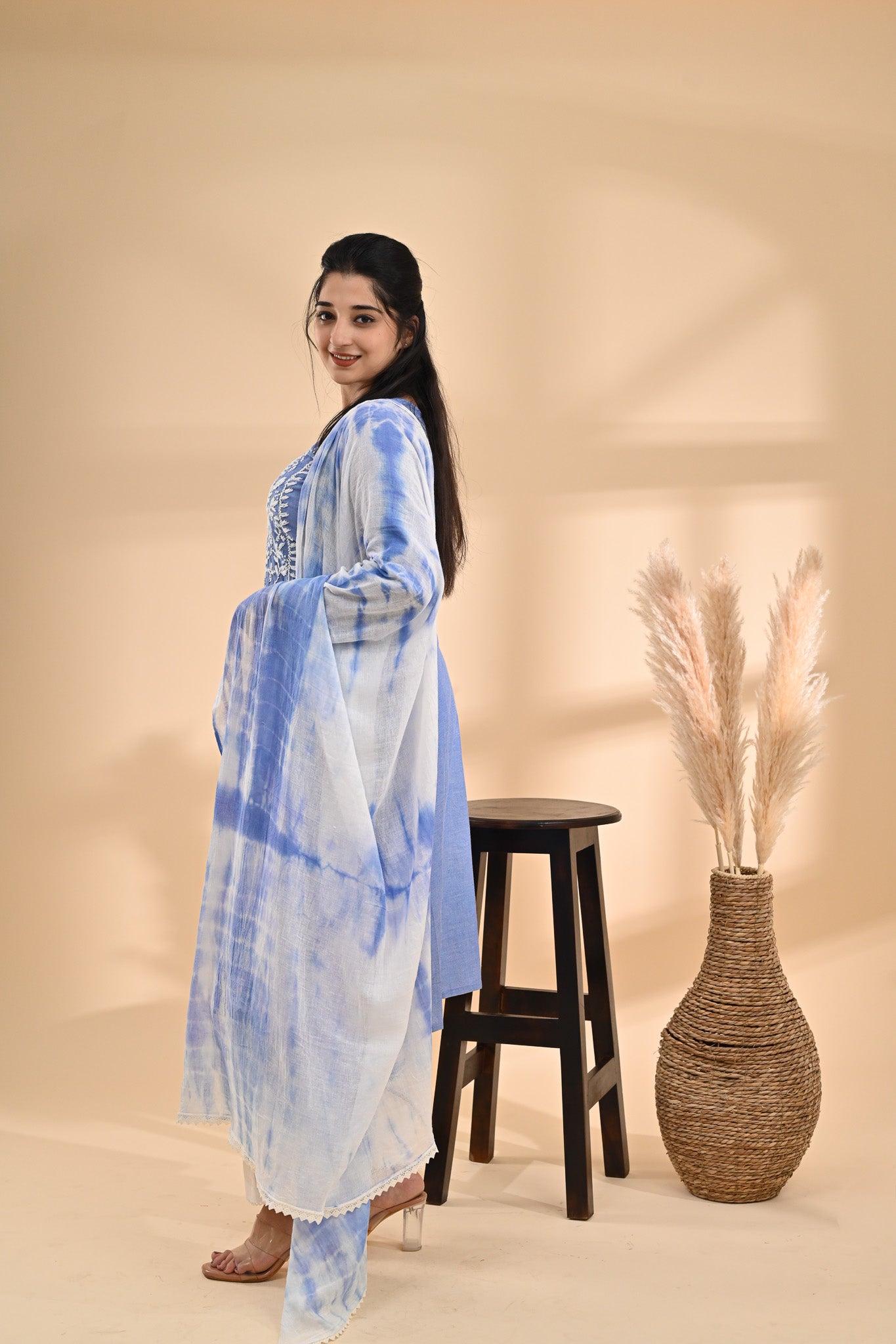 Powder Blue Cotton Readymade Set Sterling House
