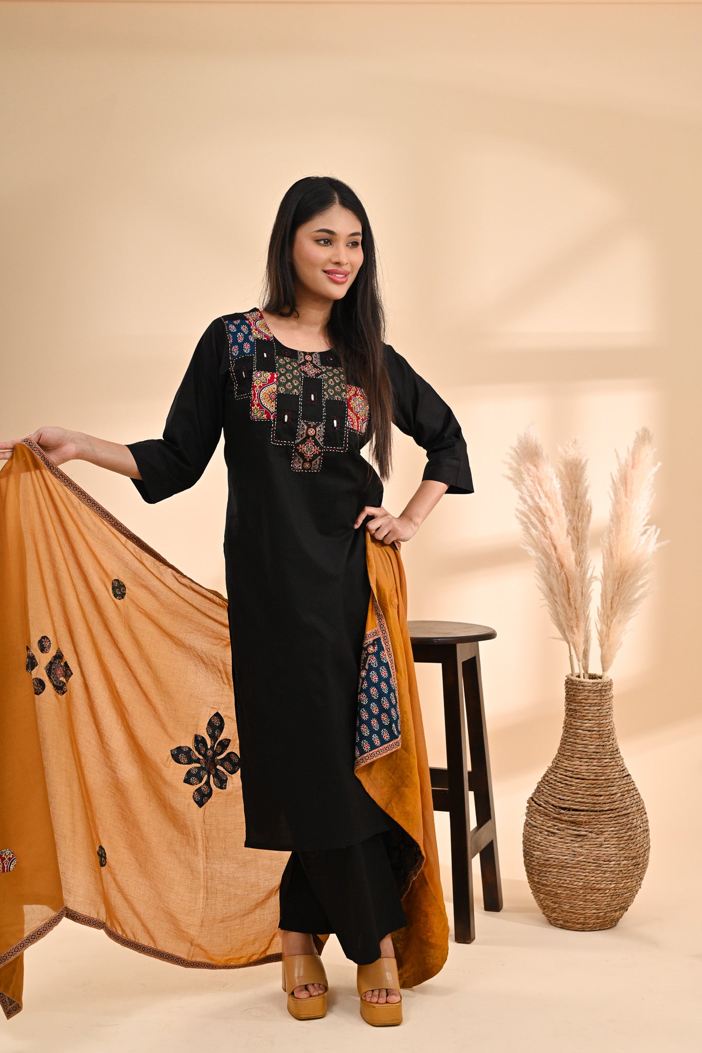 Black Cotton Readymade Set Sterling House