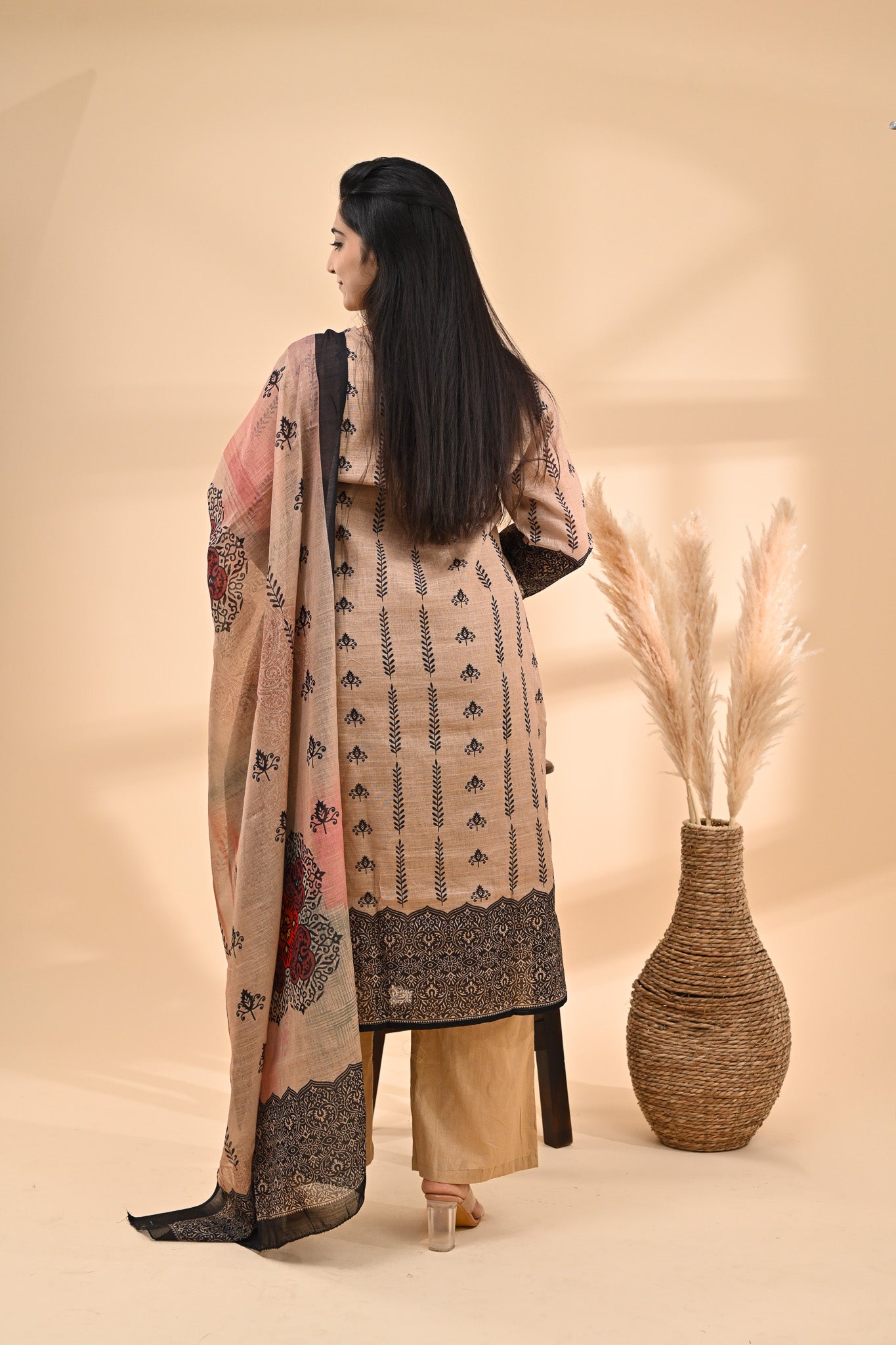 Beige Printed Cotton Readymade Set Sterling House