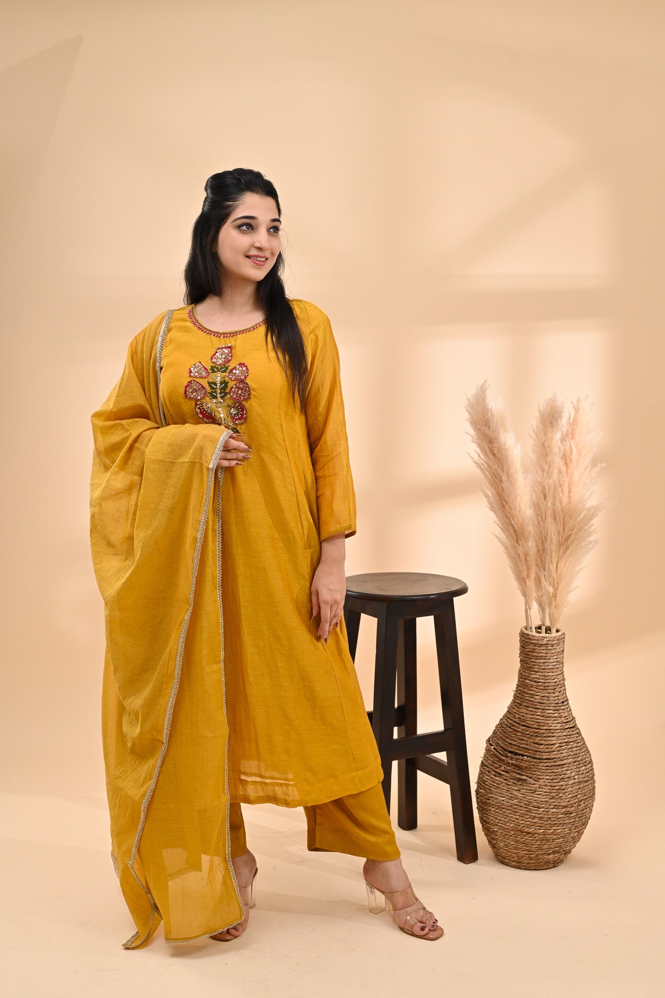 Mustard Cotton Readymade Set Sterling House