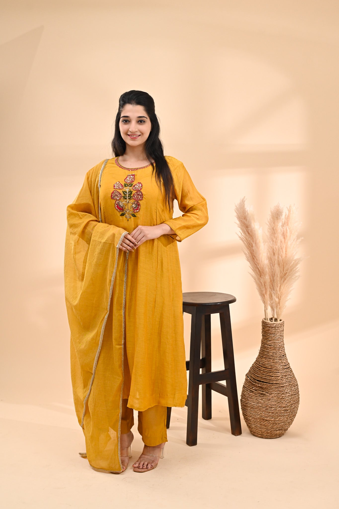Mustard Cotton Readymade Set Sterling House