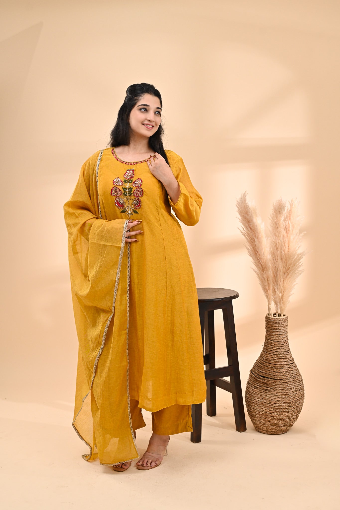Mustard Cotton Readymade Set Sterling House