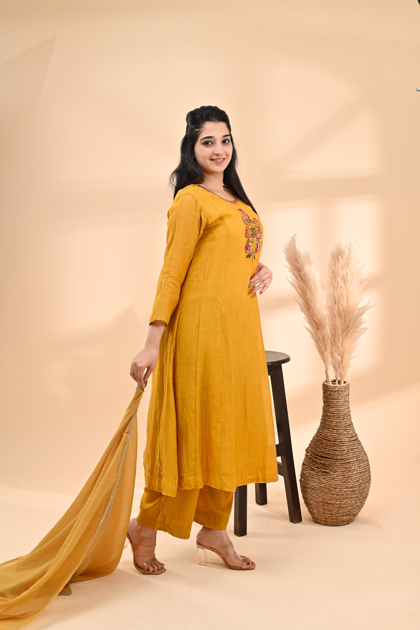 Mustard Cotton Readymade Set Sterling House