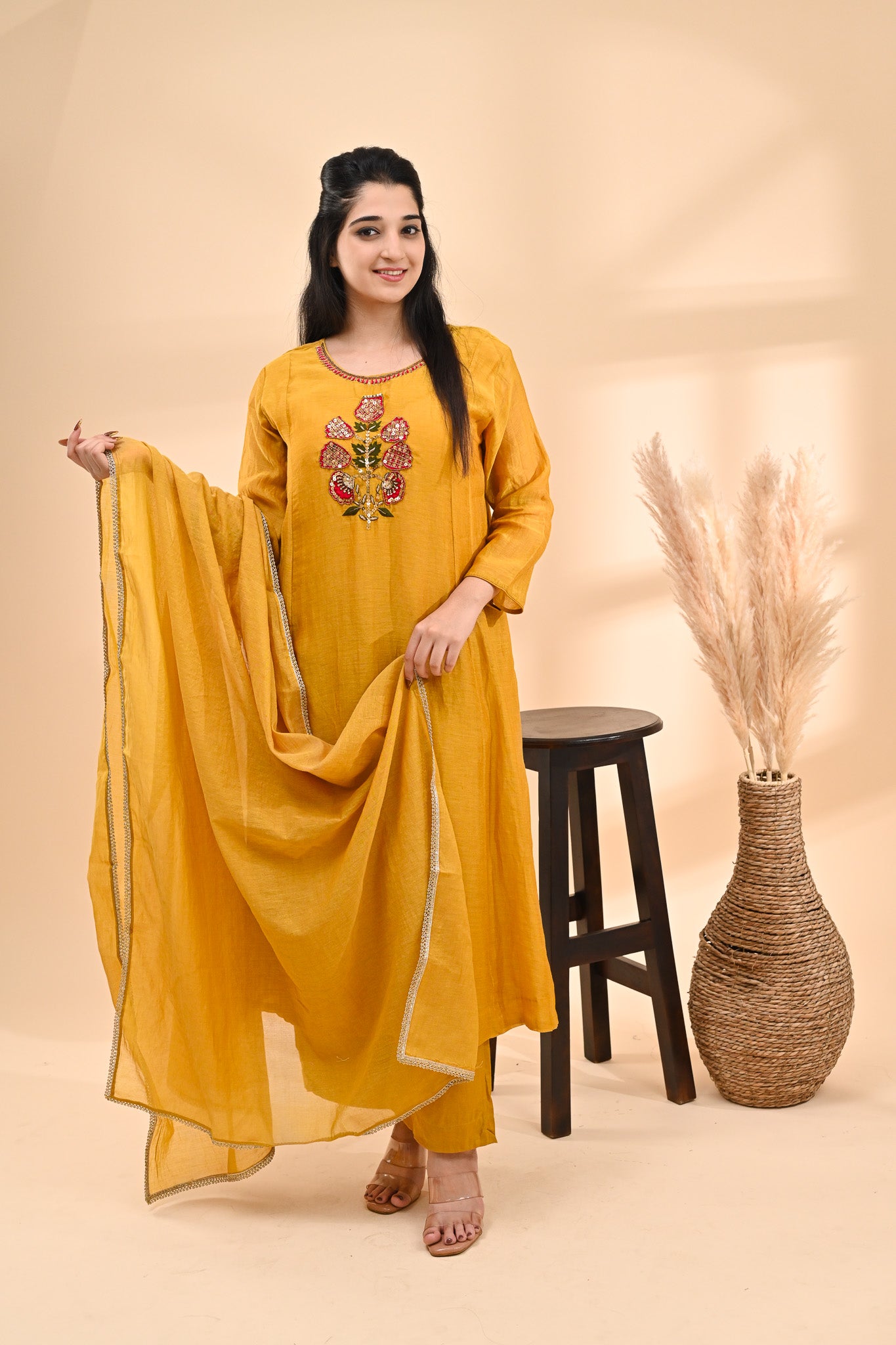 Mustard Cotton Readymade Set Sterling House