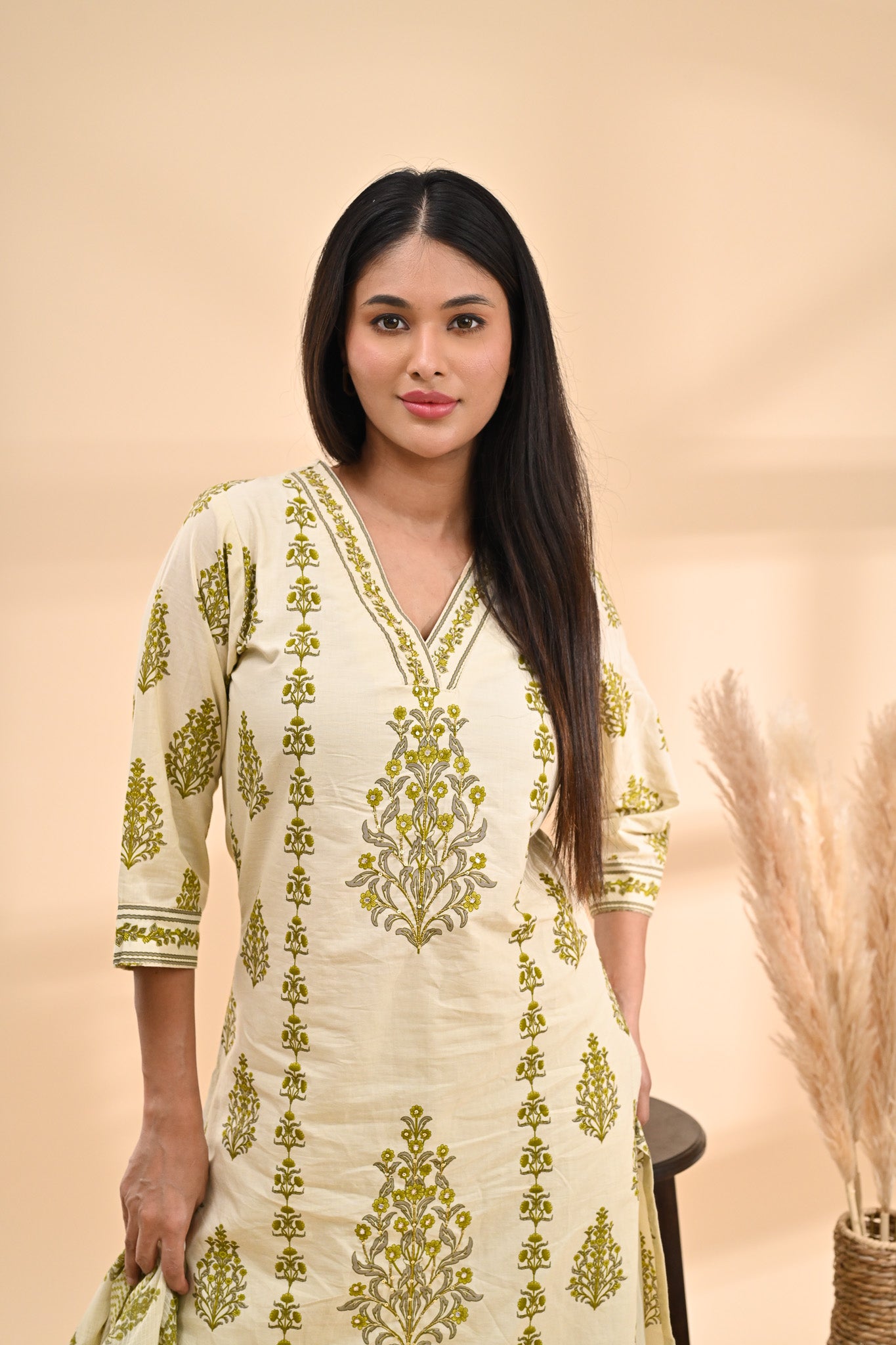 Cream Printed Cotton Readymade set Sterling House