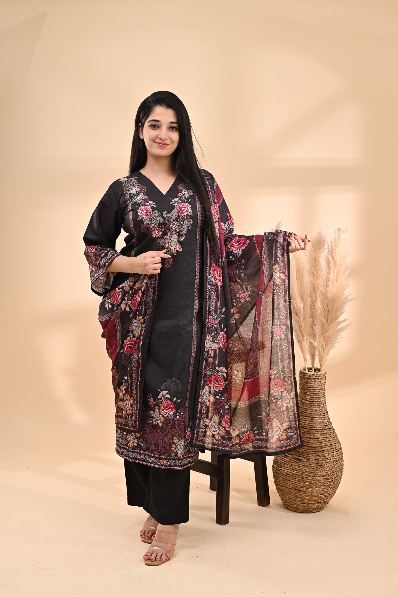 Black Muslin Readymade Set Sterling House