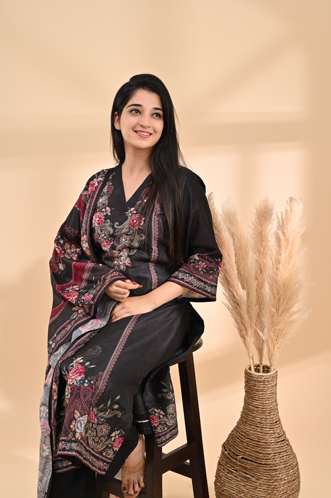 Black Muslin Readymade Set Sterling House