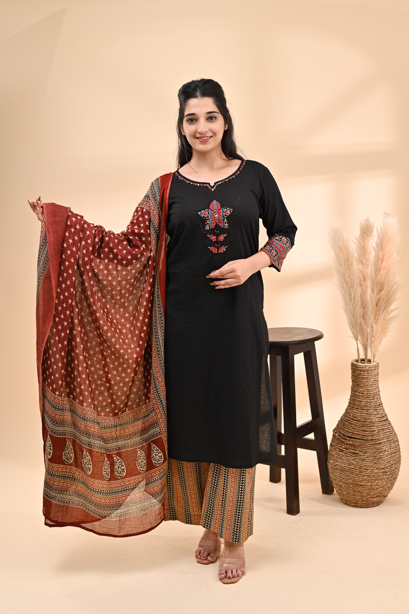 Black Cotton Readymade Set Sterling House